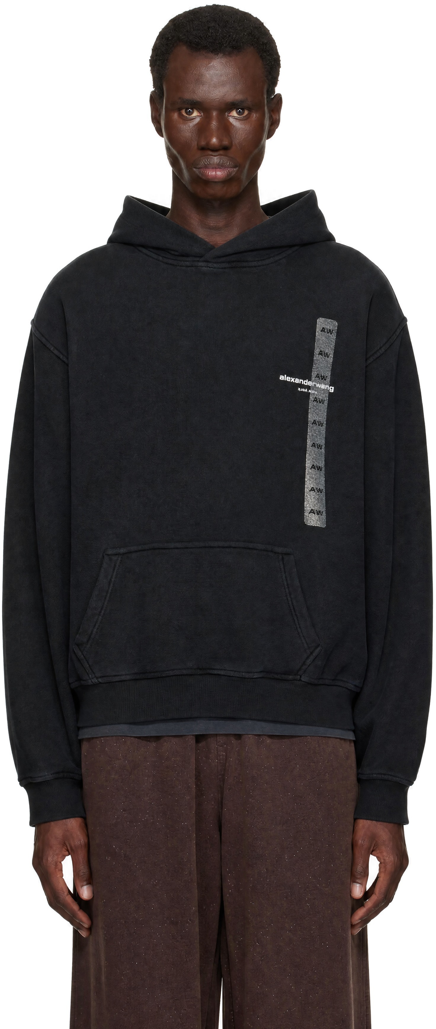 Alexander Wang - Pull à capuche noir à image à logo