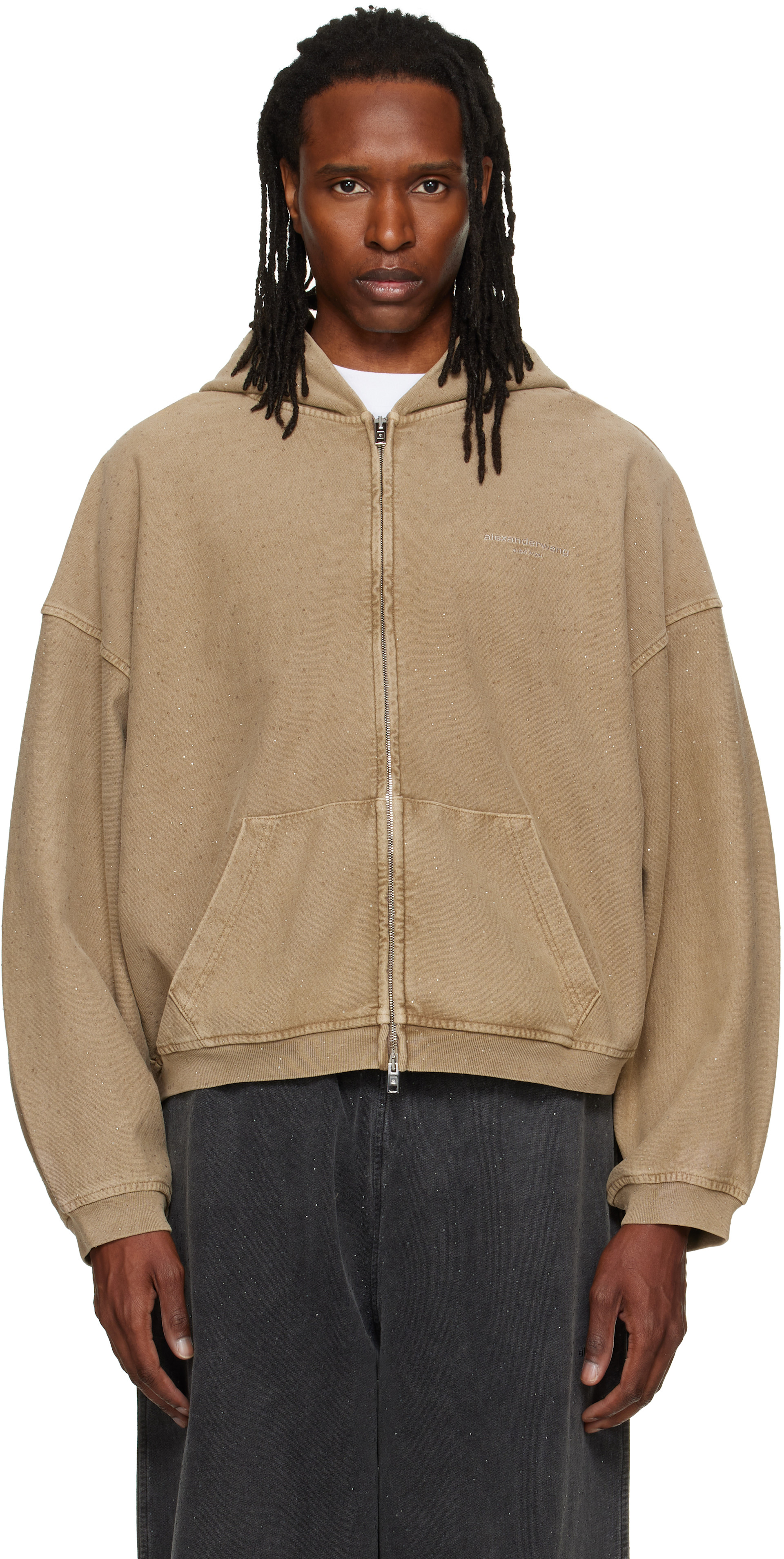 Alexander Wang: タン Crystal Hotfix オーバーサイズ ジップアップ