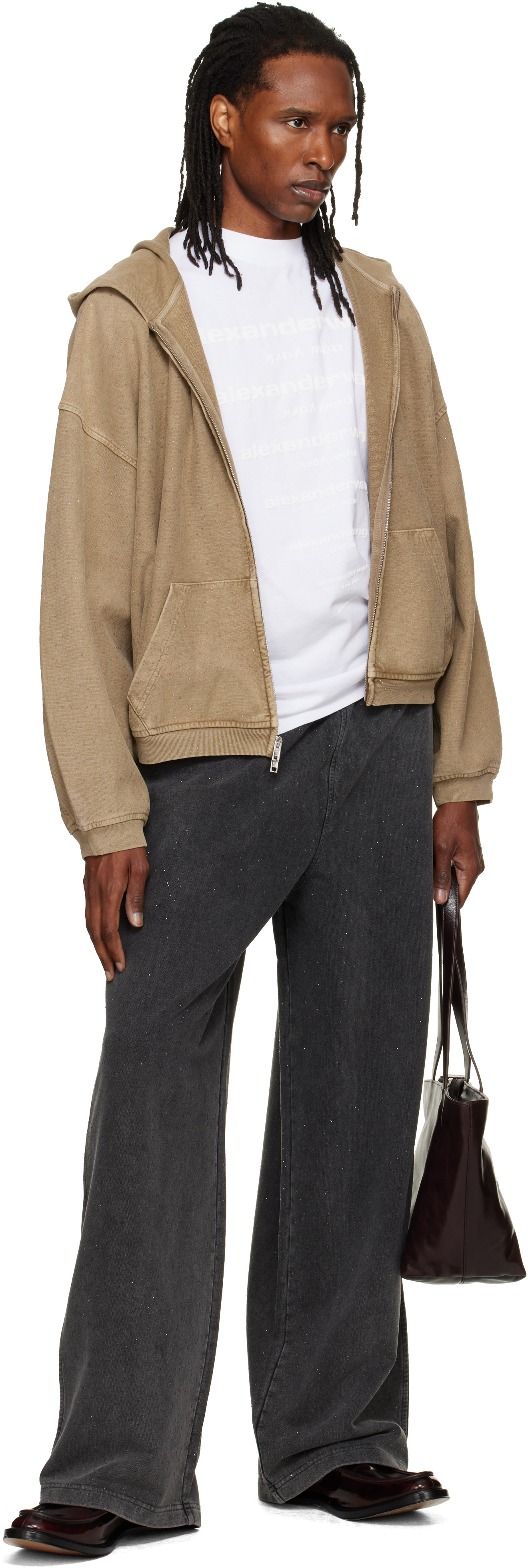 Alexander Wang: タン Crystal Hotfix オーバーサイズ ジップアップ