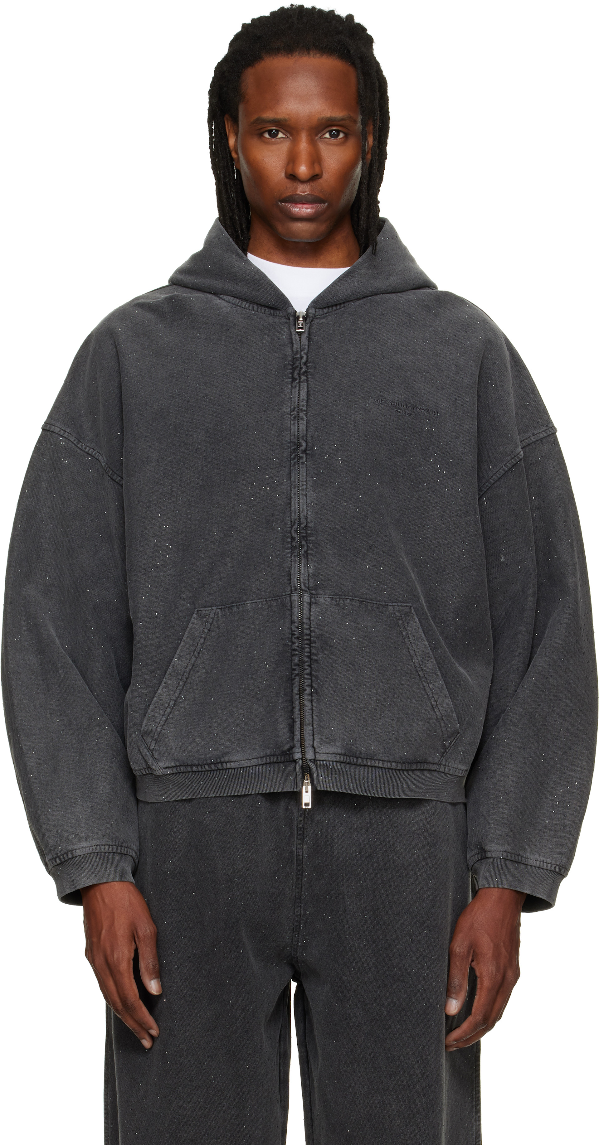 Alexander Wang: グレー Crystal Hotfix オーバーサイズ ジップアップ