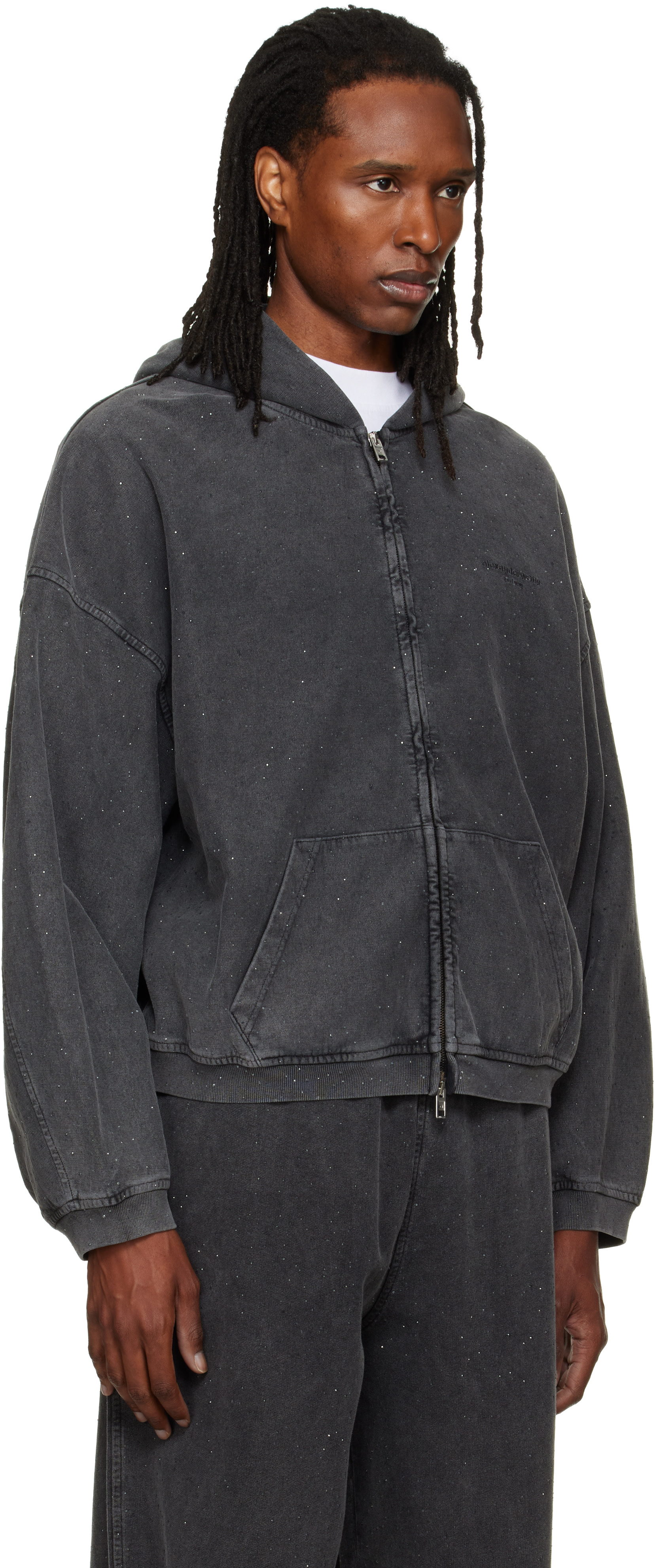 Alexander Wang: グレー Crystal Hotfix オーバーサイズ ジップアップ
