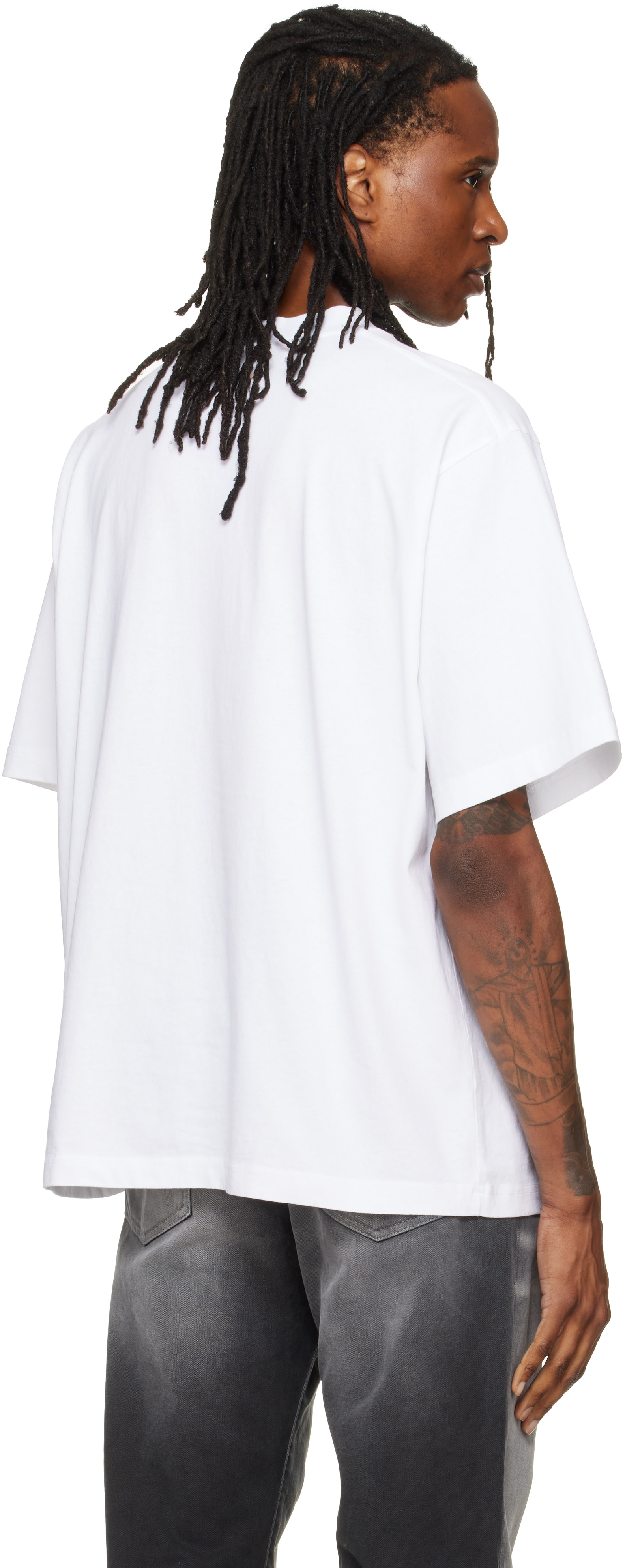 Alexander Wang: ホワイト Gradient Logo 半袖Tシャツ | SSENSE 日本