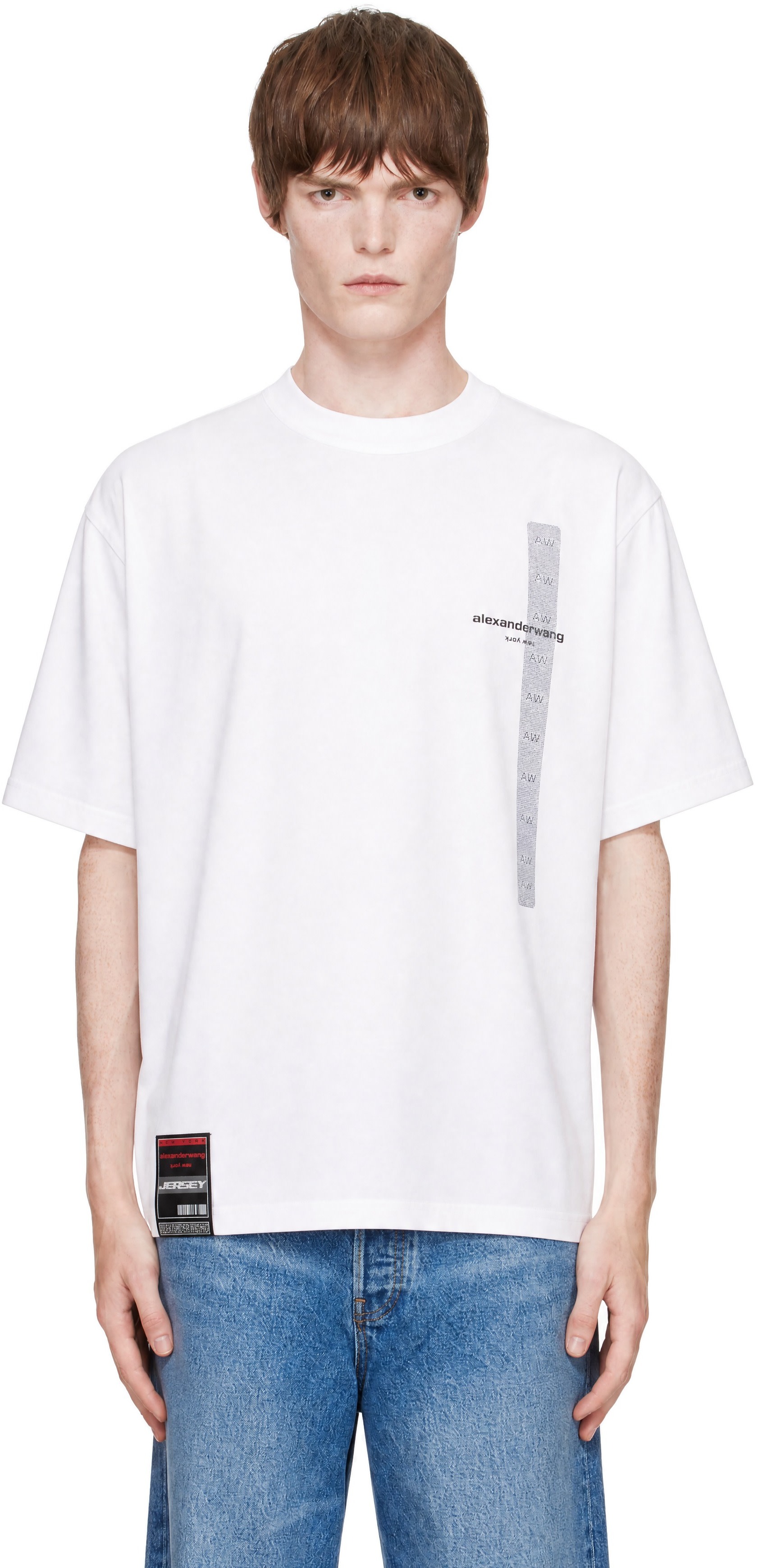Alexander Wang: ホワイト Flasher Graphic 半袖Tシャツ | SSENSE 日本