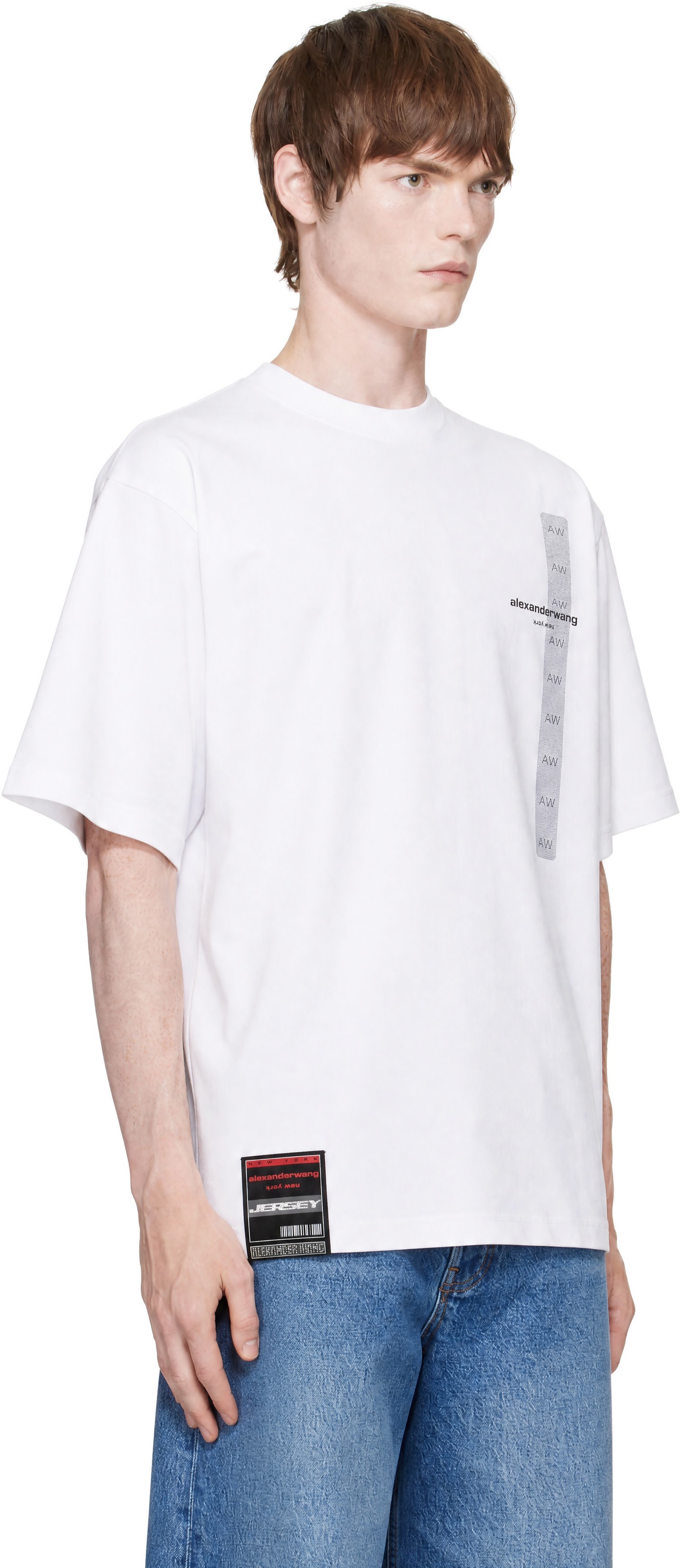 【Alexander Wang】Alexander Wang T-Shirts Alexander Wang: White Short Sleeve Flasher Graphic T-shirt | SSENSE