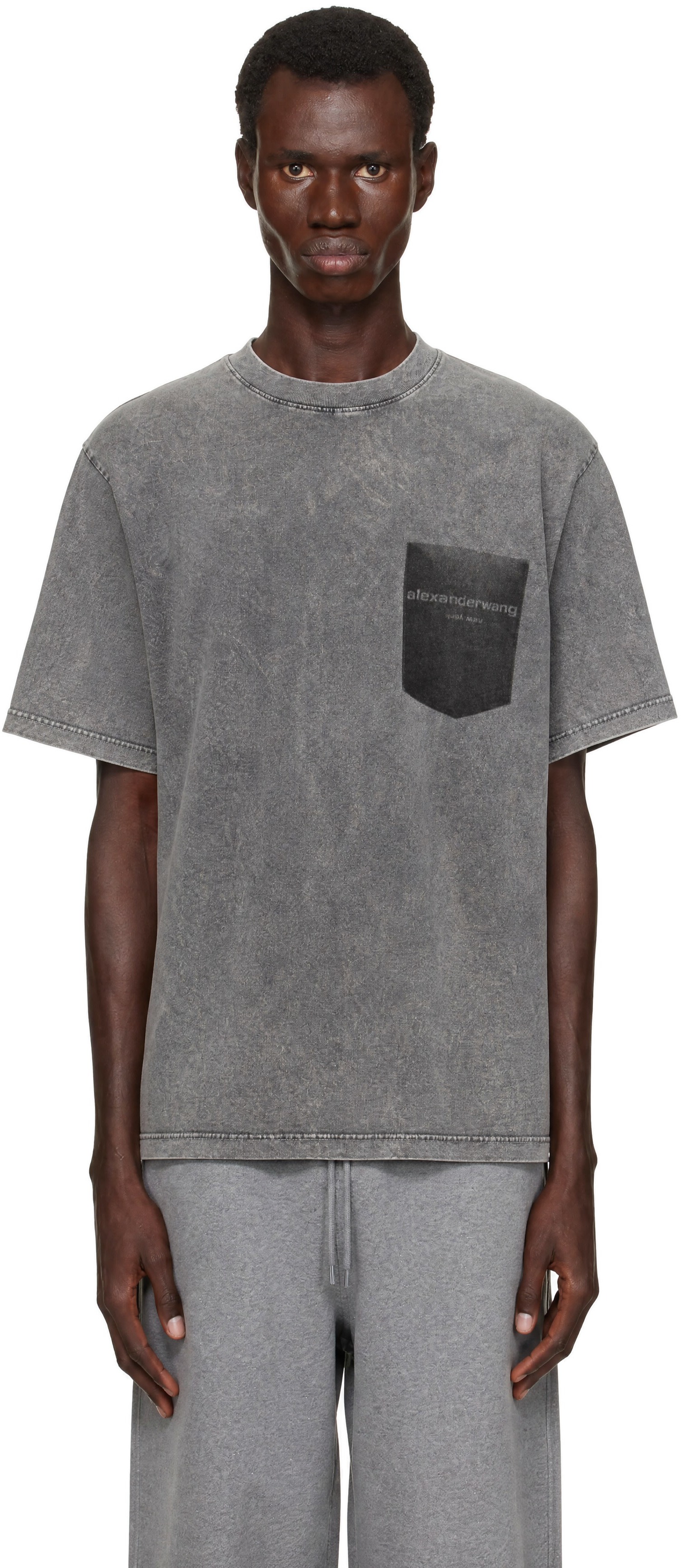 Alexander Wang: Gray Short Sleeve Shadow Pocket T-shirt | SSENSE