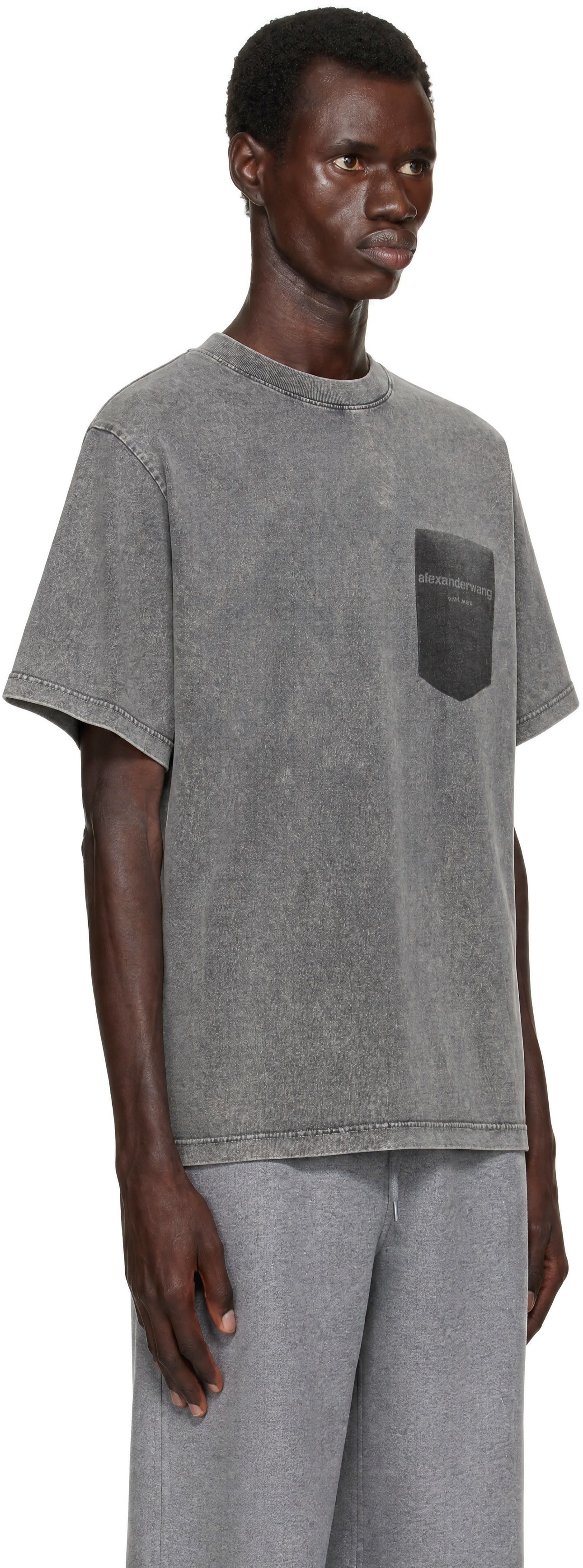 alexanderwang.t 半袖ニット グレー Alexander Wang: グレー Shadow 半袖 ポケットTシャツ | SSENSE 日本