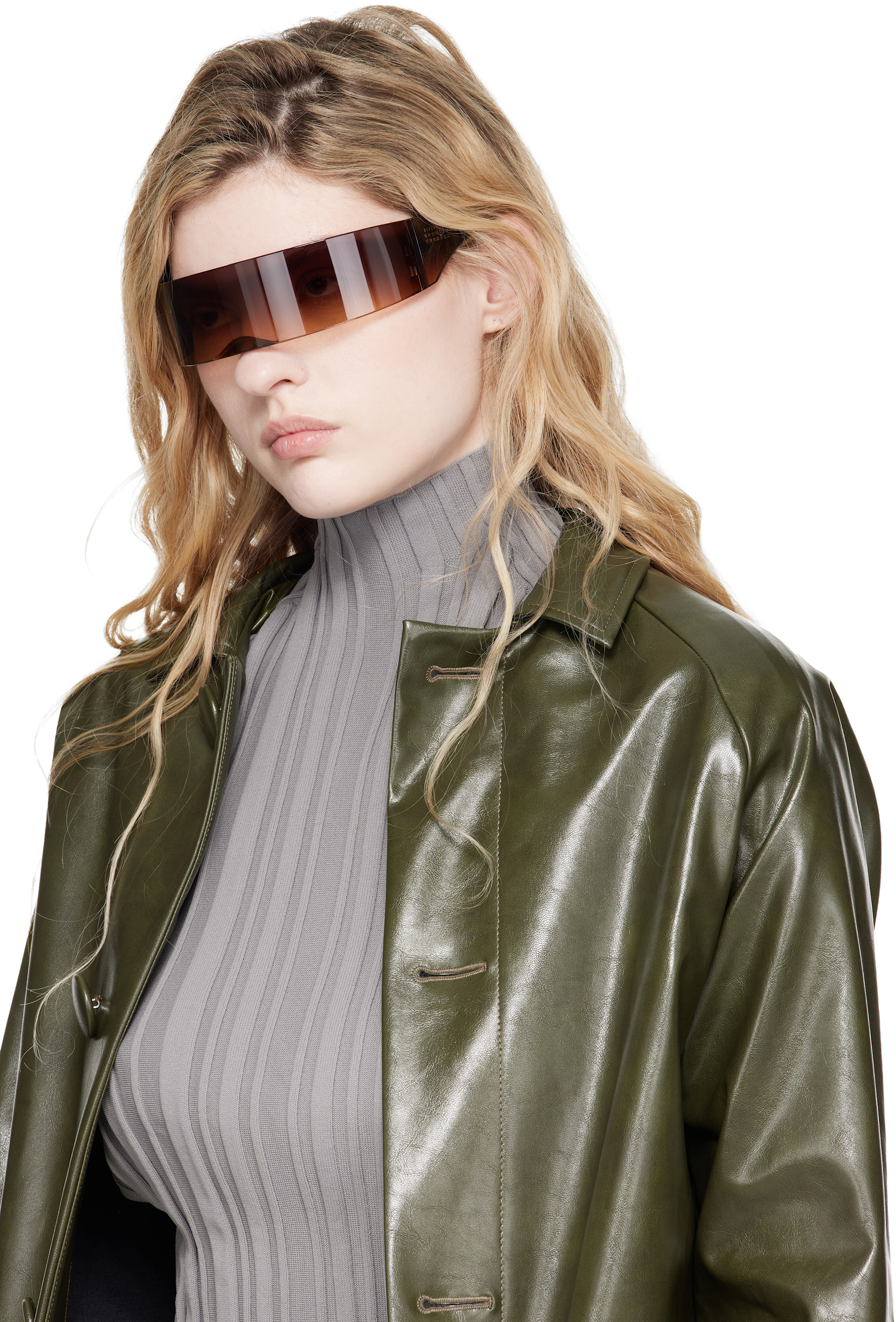MM6 Maison Margiela: SSENSE Exclusive Brown Shield Sunglasses