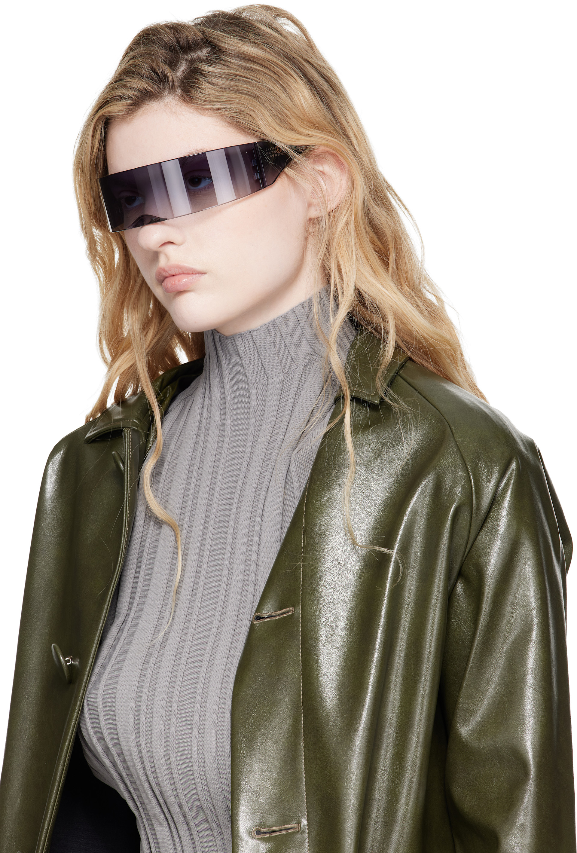 MM6 Maison Margiela: SSENSE限定 グレー シールドサングラス | SSENSE
