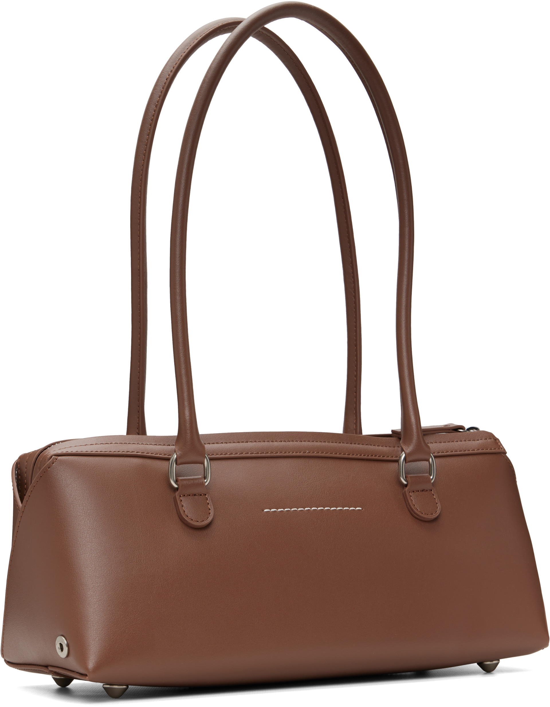 MM6 Maison Margiela: Brown Bauletto Small Shoulder Bag | SSENSE
