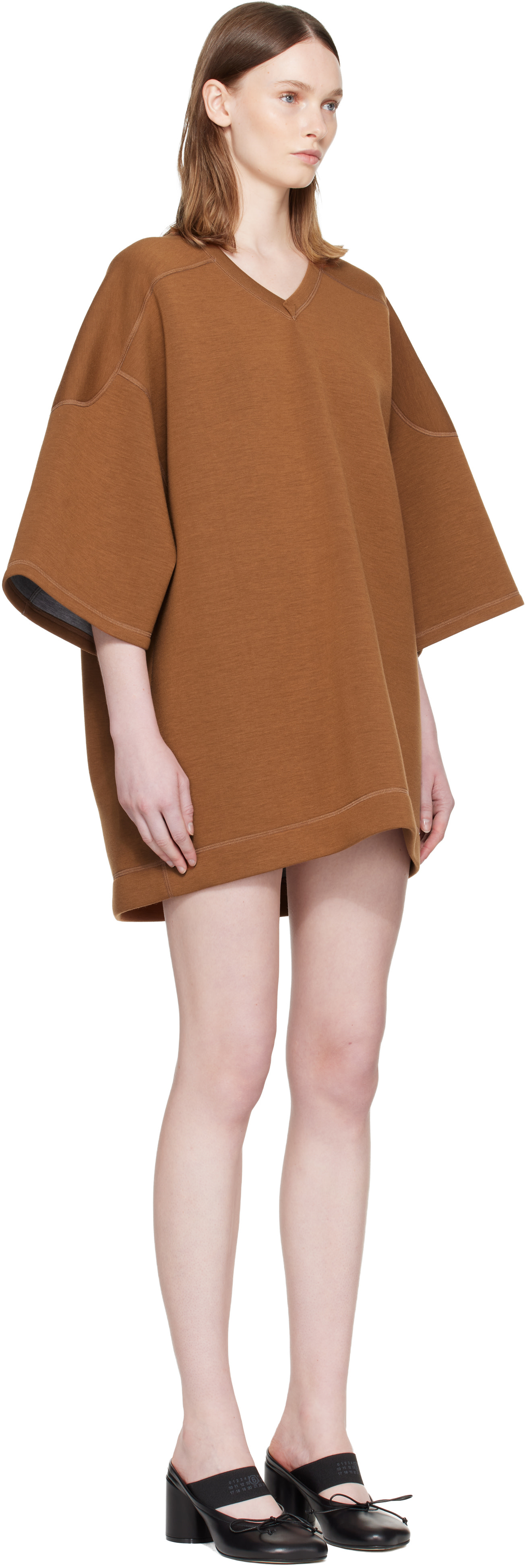 MM6 Maison Margiela: Brown Neoprene Minidress | SSENSE Canada