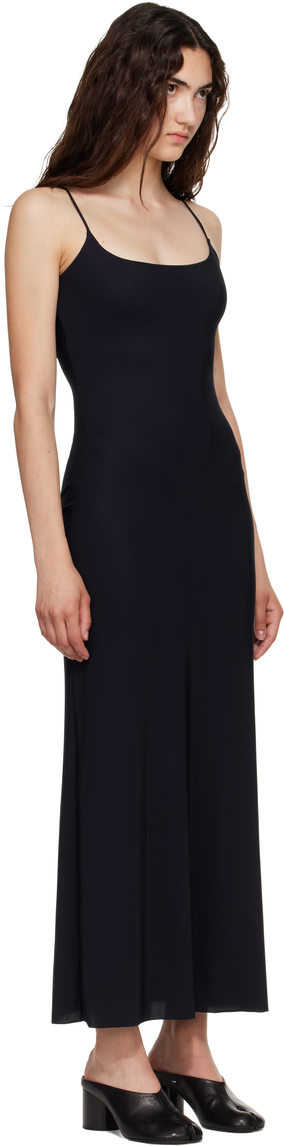 MM6 Maison Margiela: Black Slip Maxi Dress | SSENSE