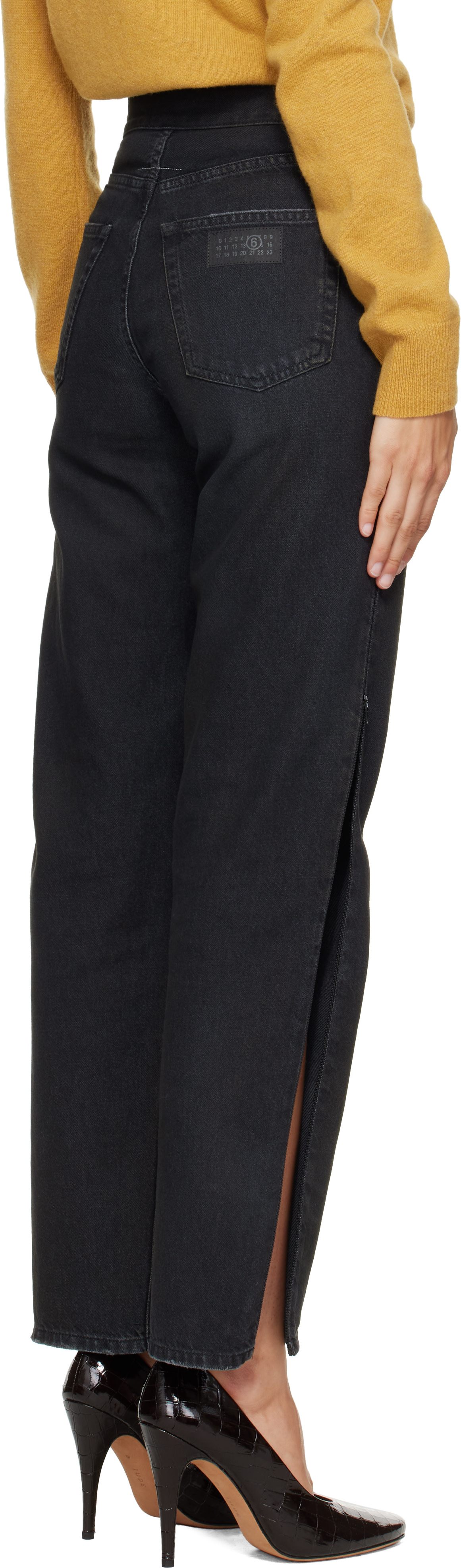 MM6 Maison Margiela: Black Zip 5 Pocket Jeans | SSENSE