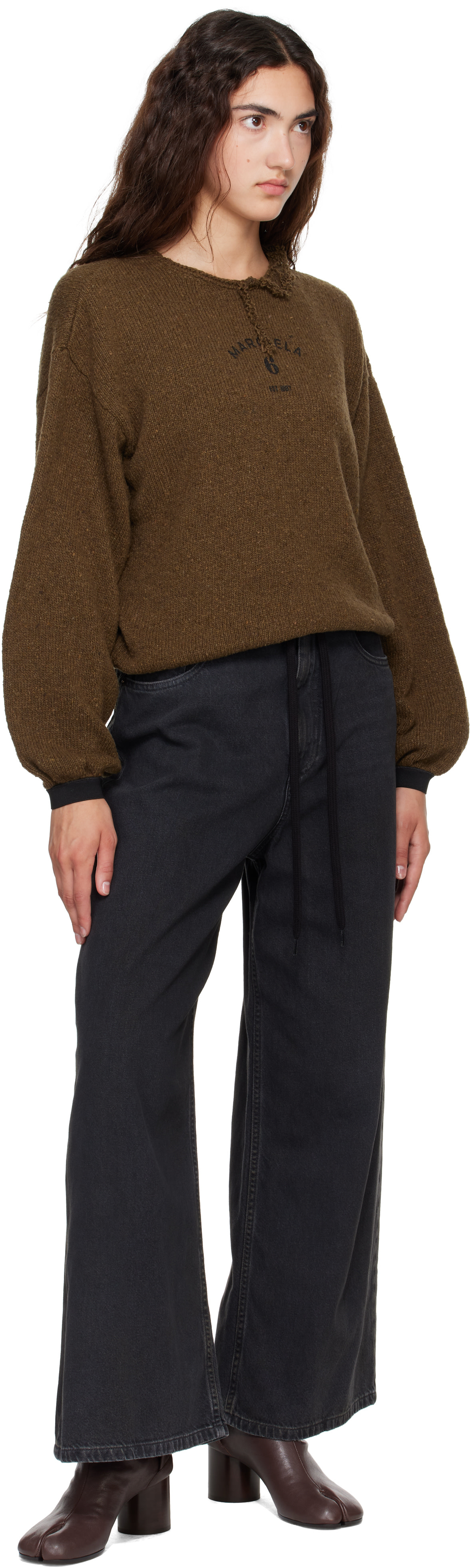 MM6 Maison Margiela: Black Drawstring Jeans | SSENSE