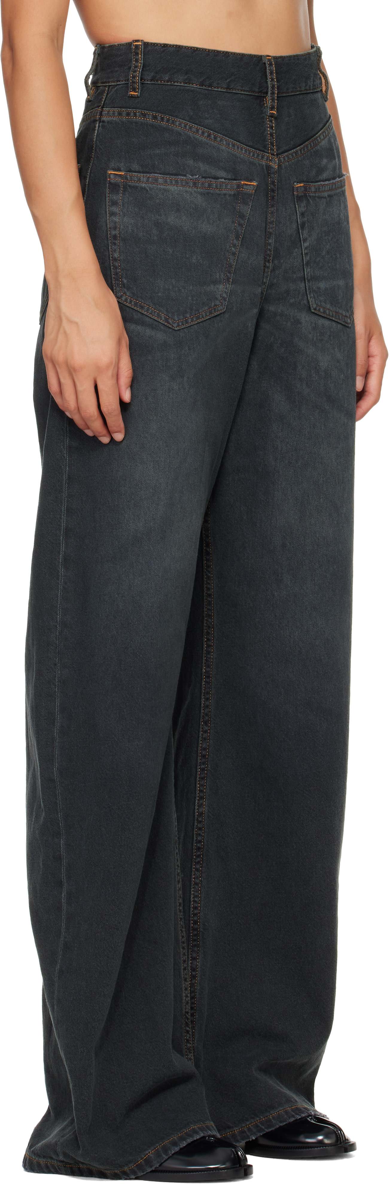 MM6 Maison Margiela - Jean gris à assemblage inversé