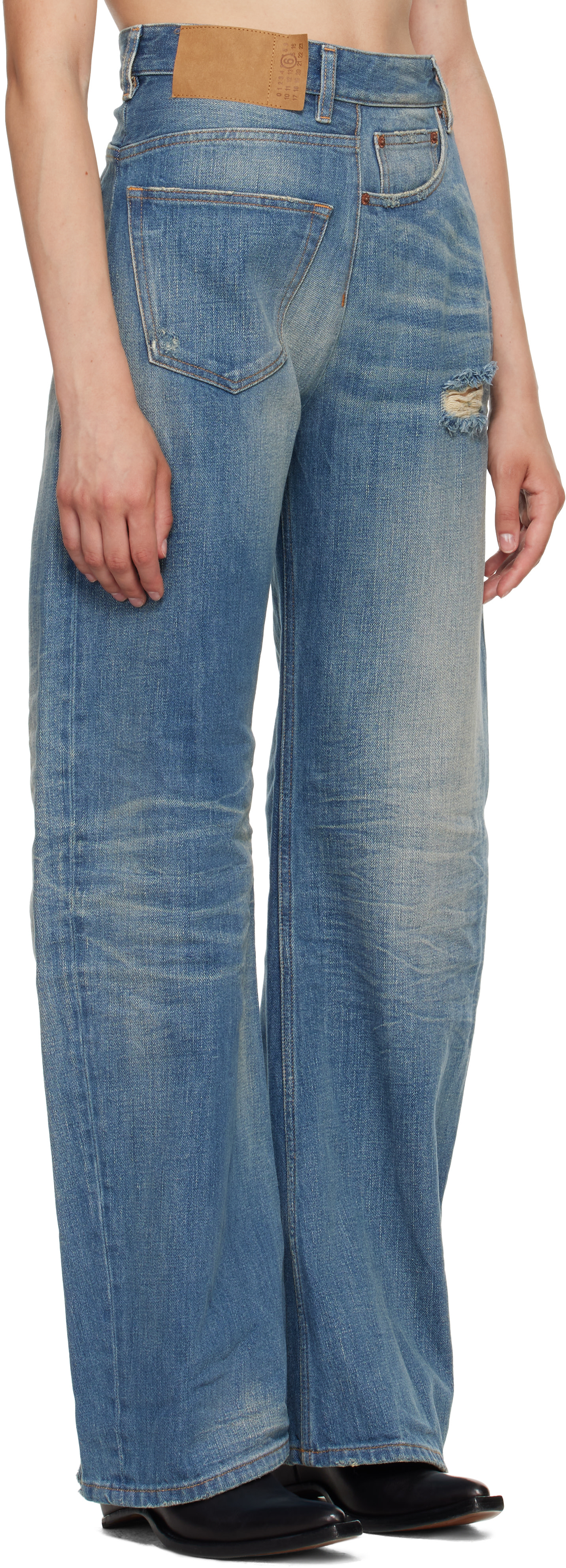 MM6 Maison Margiela: Blue Sideways Denim Jeans | SSENSE