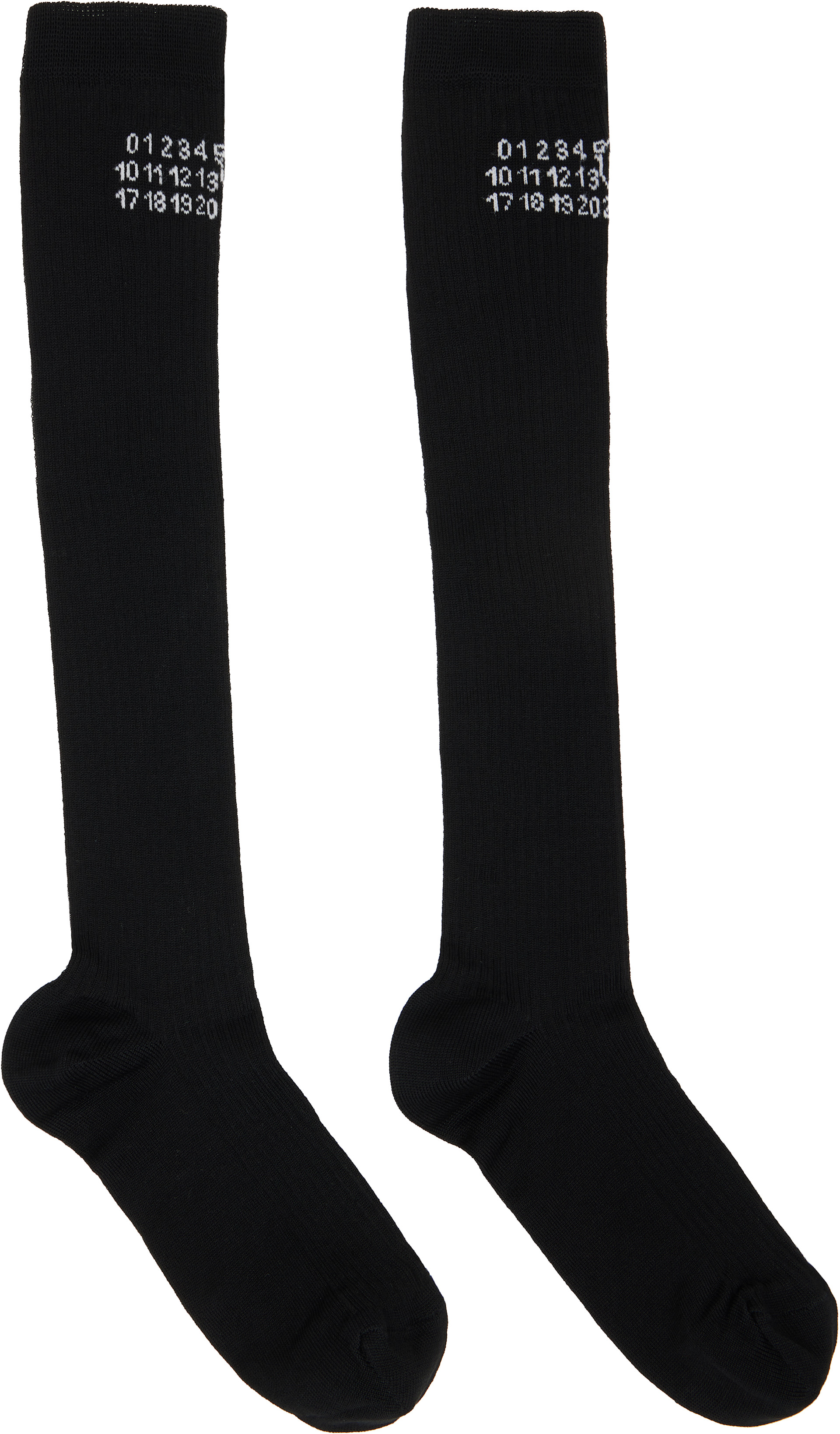 MM6 Maison Margiela: ブラック リブ ハイソックス | SSENSE 日本