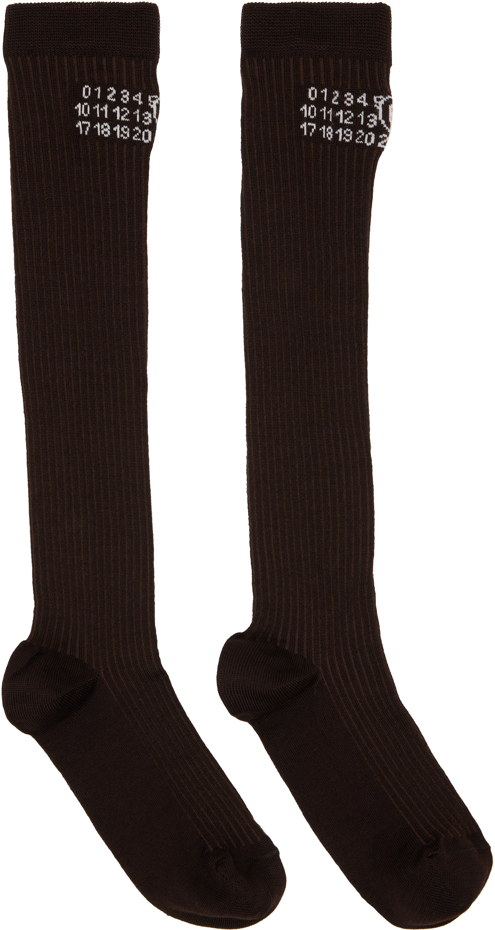 MM6 Maison Margiela ✳︎ ニーハイソックス MM6 Maison Margiela: Brown Knee-High Socks | SSENSE