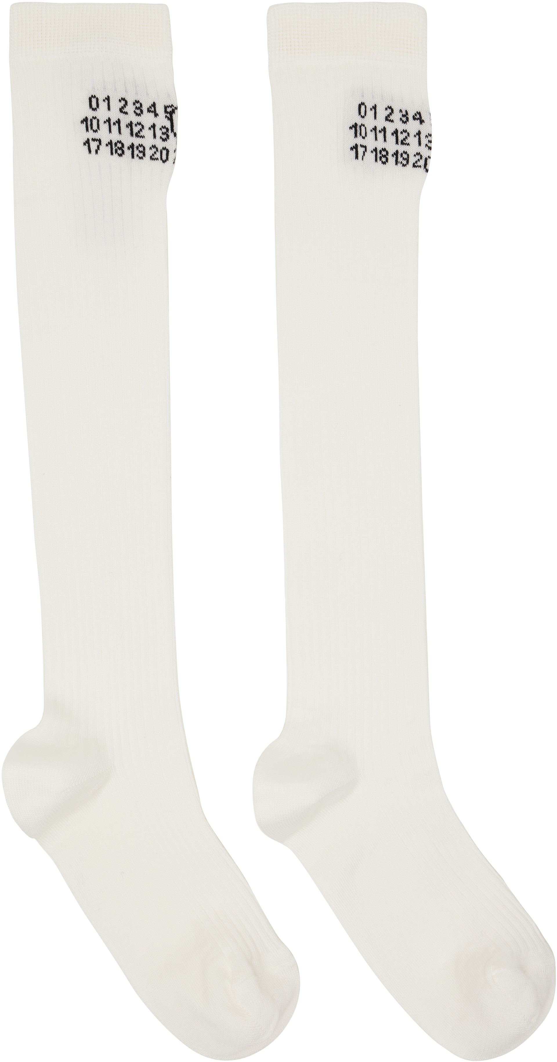 MM6 Maison Margiela: オフホワイト ハイソックス | SSENSE 日本