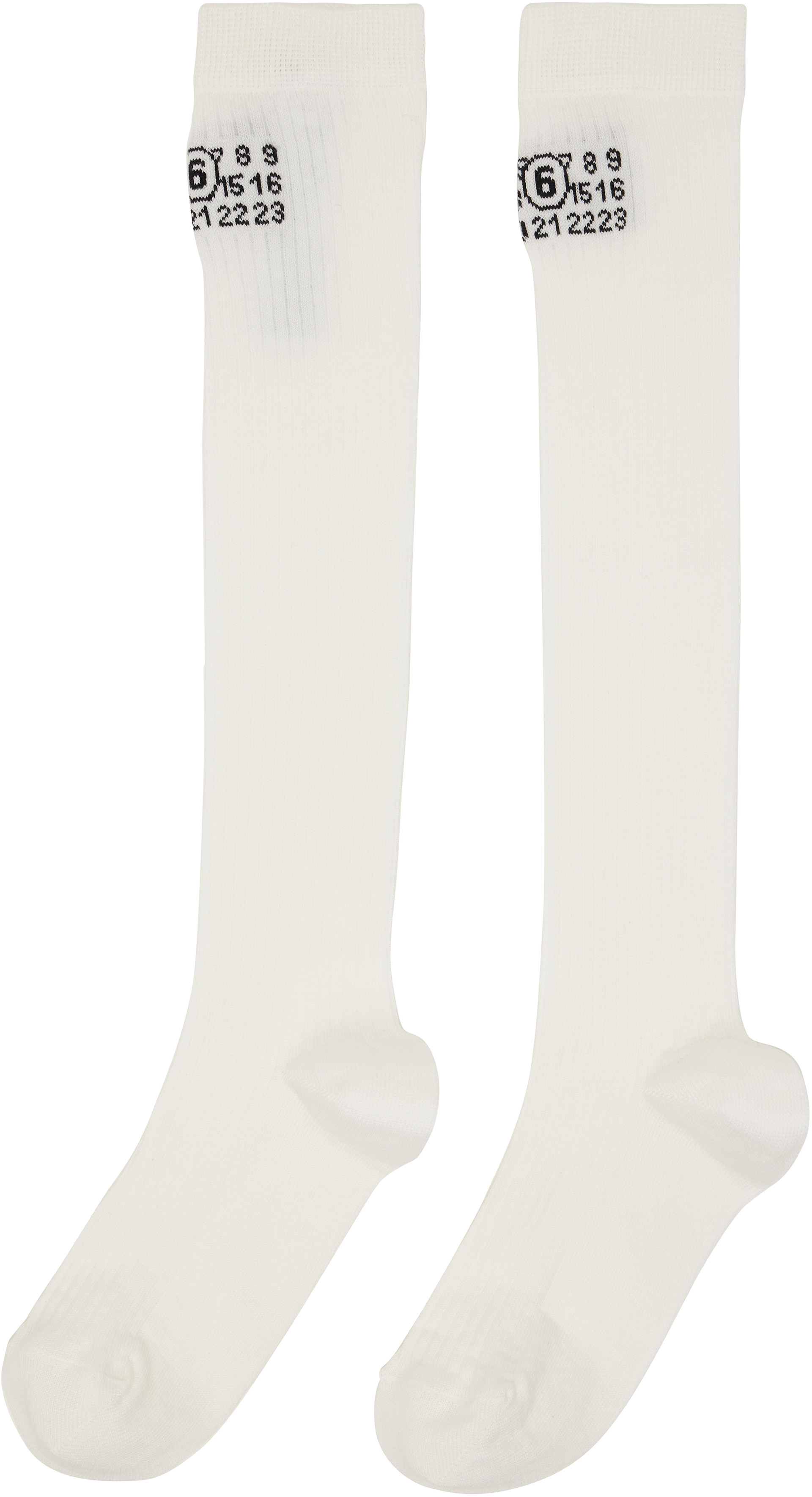 MM6 Maison Margiela: オフホワイト ハイソックス | SSENSE 日本