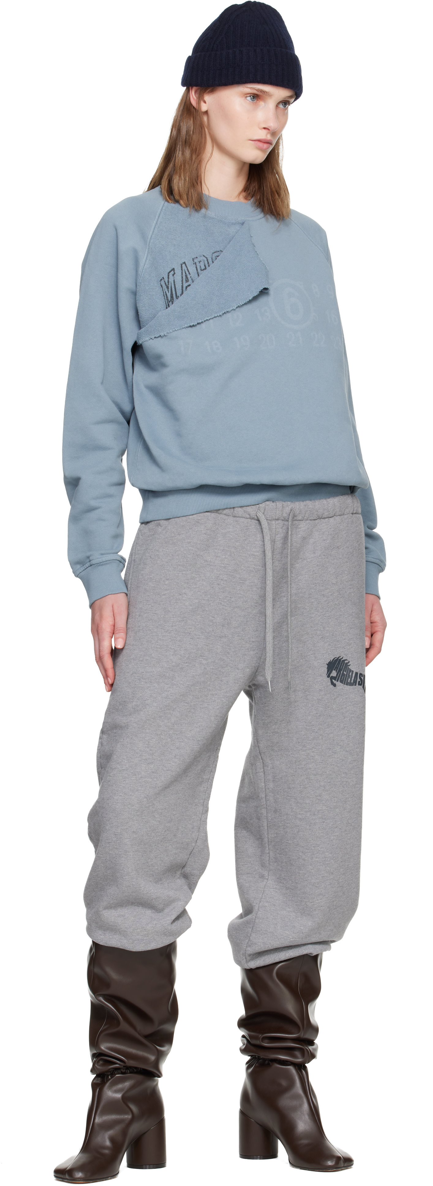 MM6 Maison Margiela: Gray Cotton Sweatpants | SSENSE