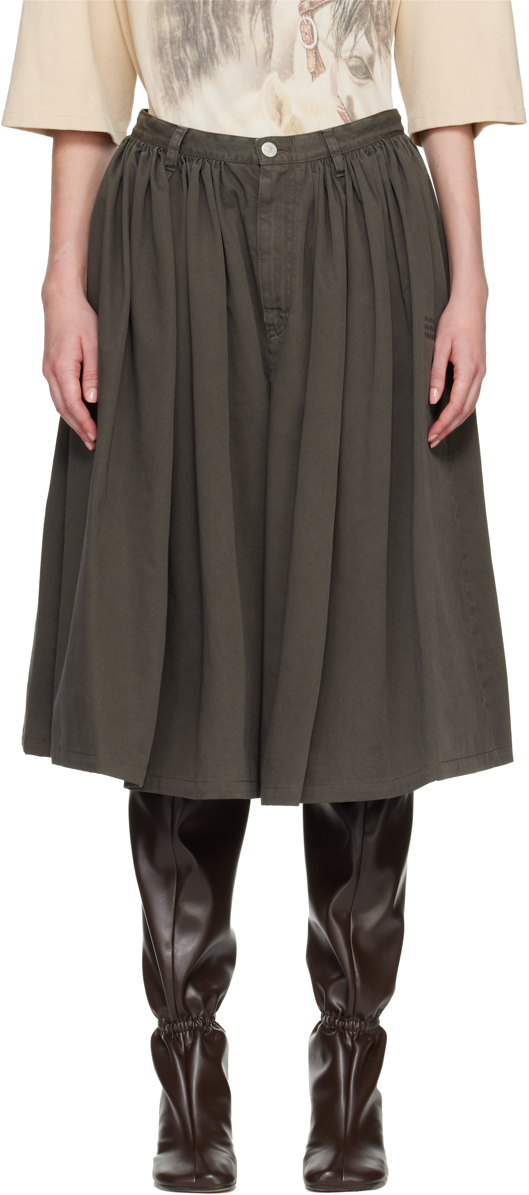 MM6 Maison Margiela: ブラウン オーバーダイ コットンギャバジン