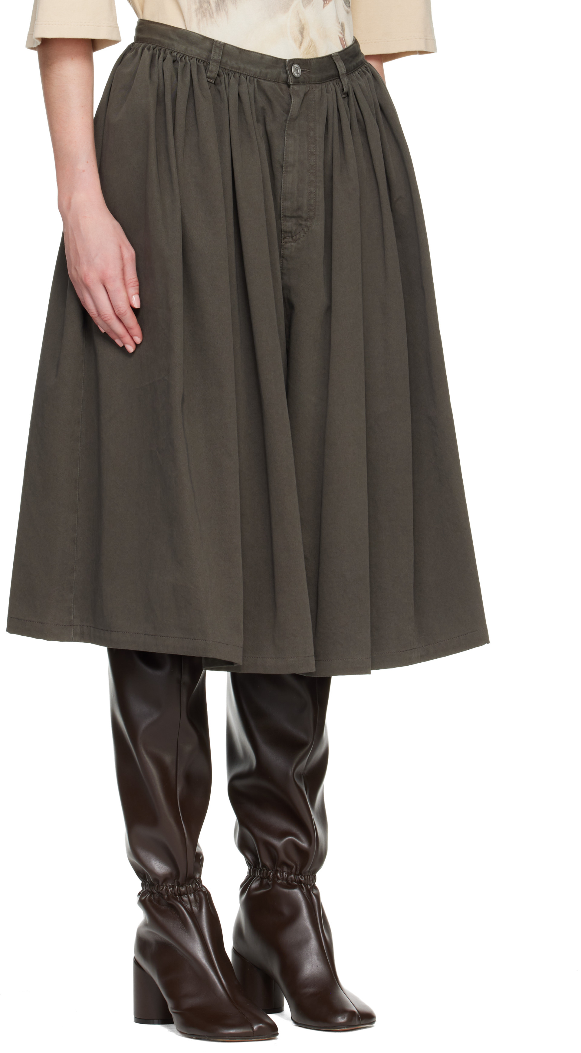 MM6 Maison Margiela: ブラウン オーバーダイ コットンギャバジン 