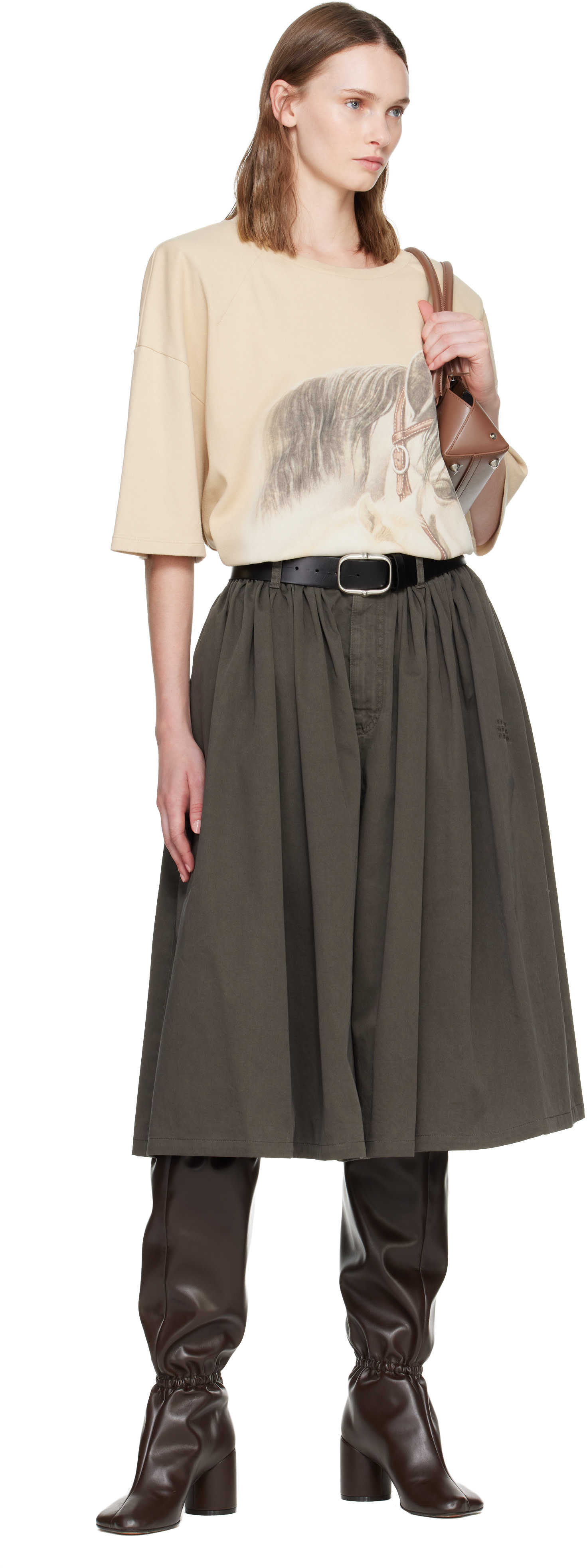 MM6 Maison Margiela: ブラウン オーバーダイ コットンギャバジン