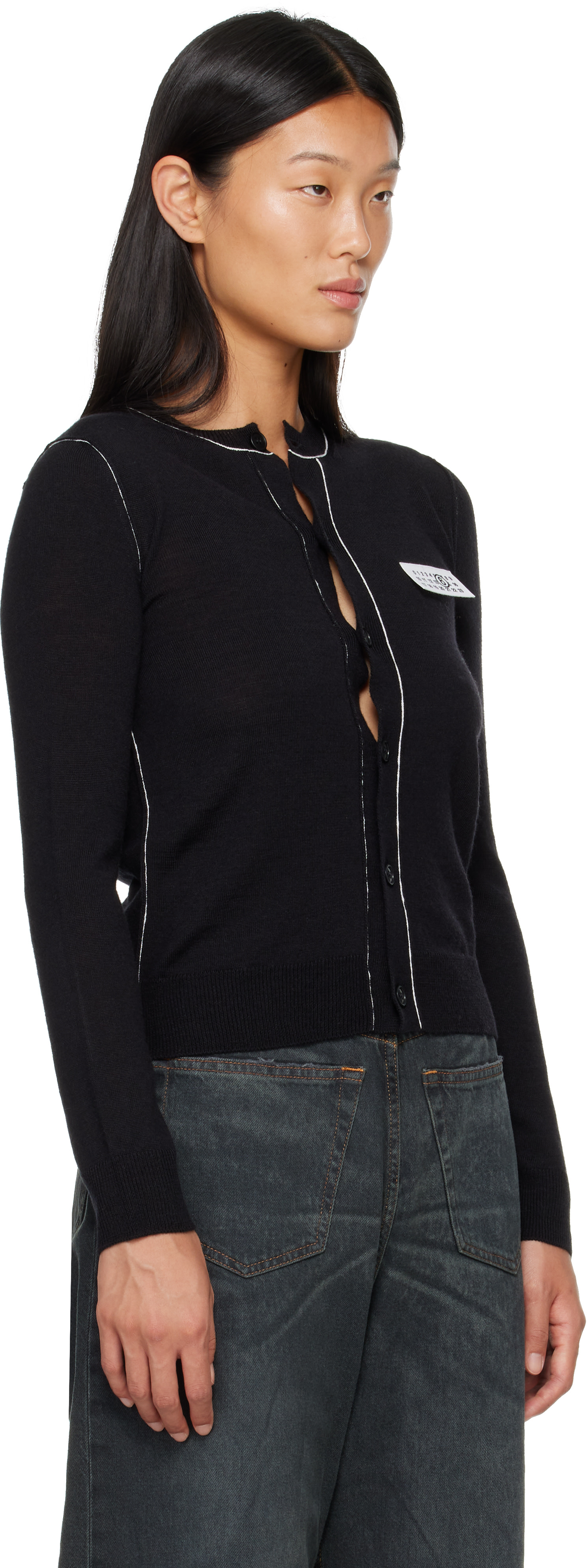 MM6 Maison Margiela: Black Essentials Cardigan | SSENSE