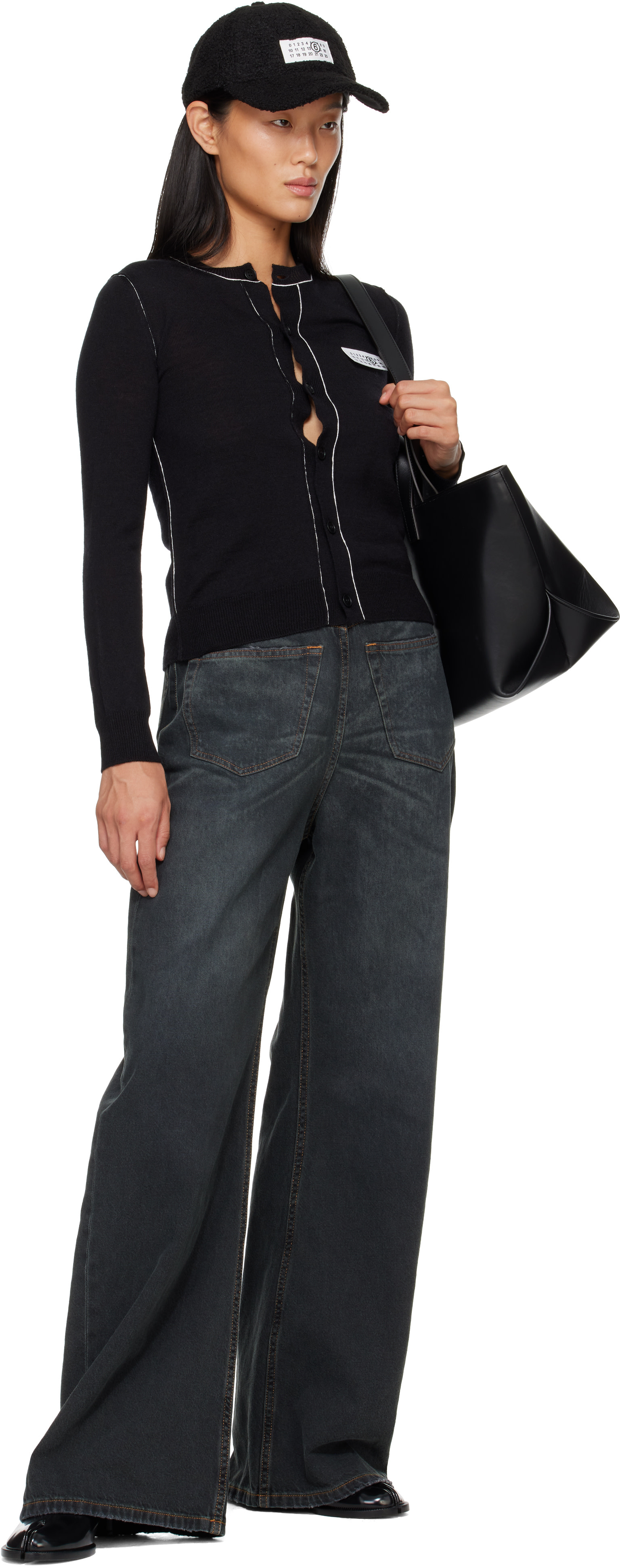 MM6 Maison Margiela: Black Essentials Cardigan | SSENSE