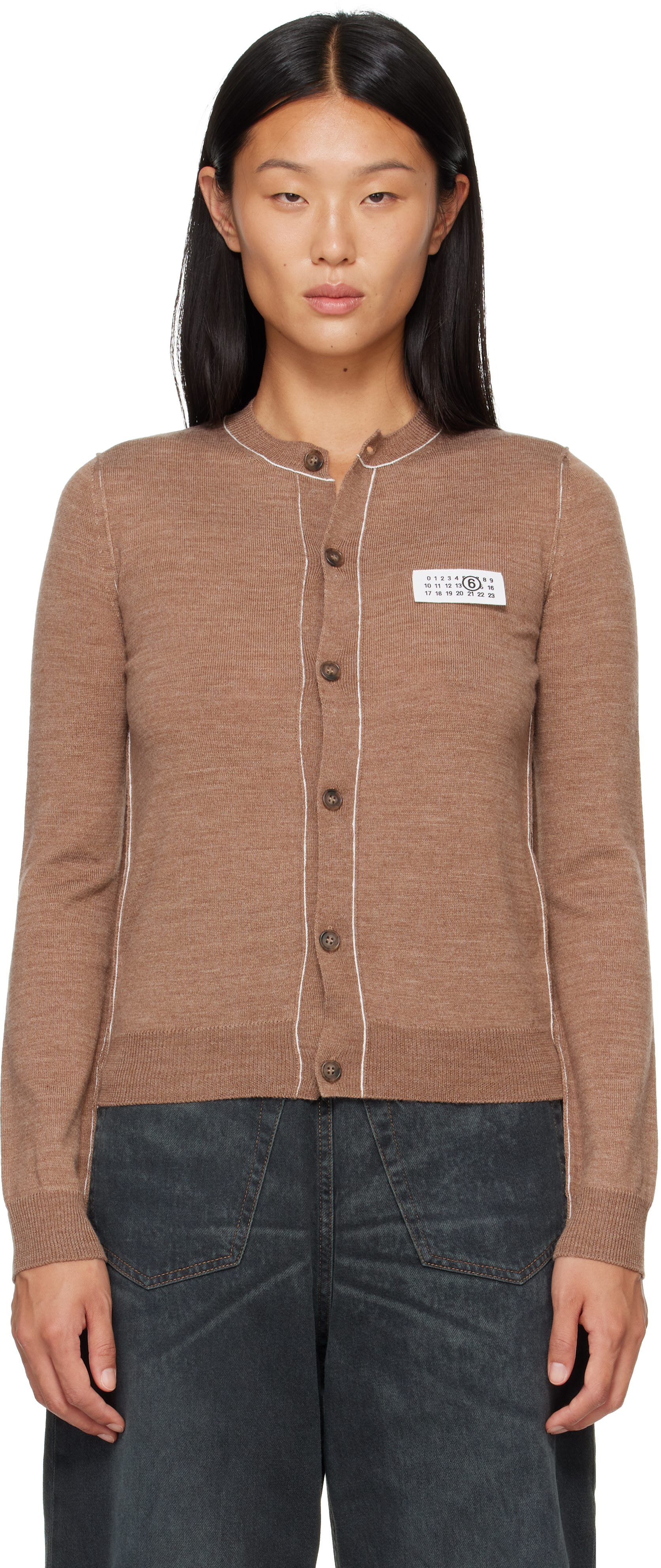 MM6 Maison Margiela: Beige Essentials Cardigan | SSENSE