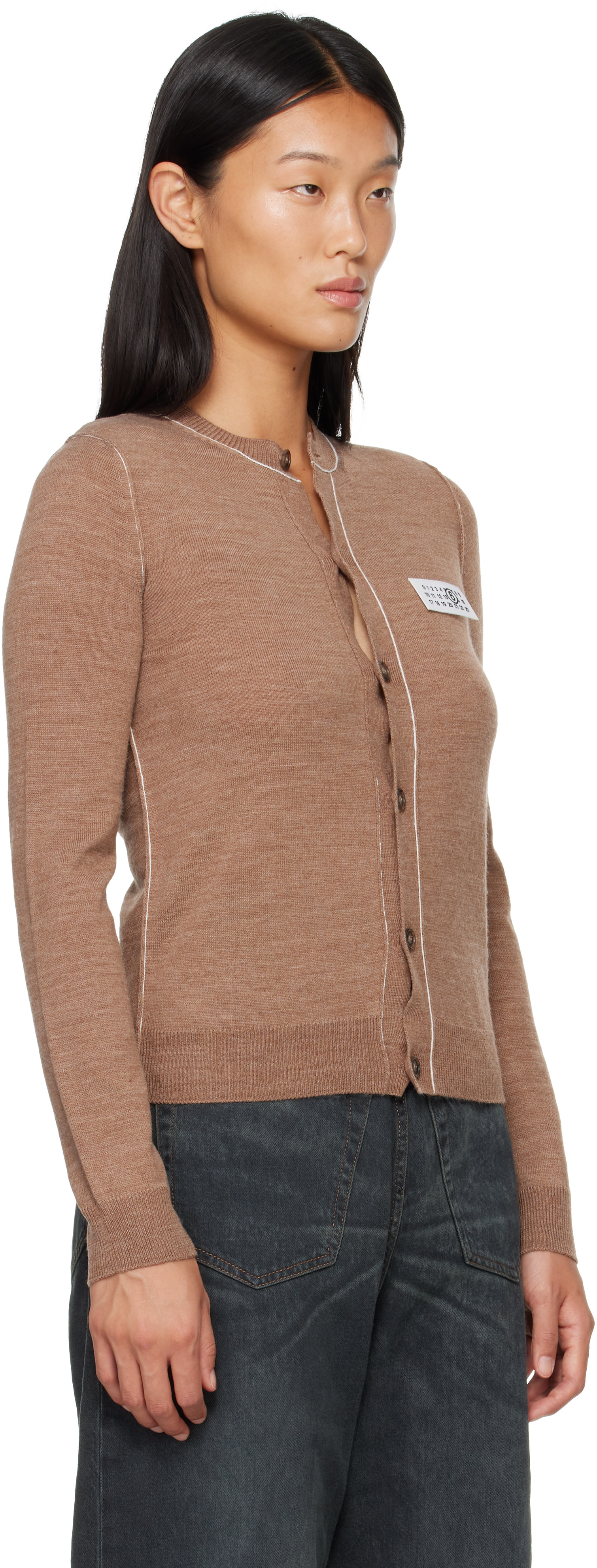 MM6 Maison Margiela: Beige Essentials Cardigan | SSENSE