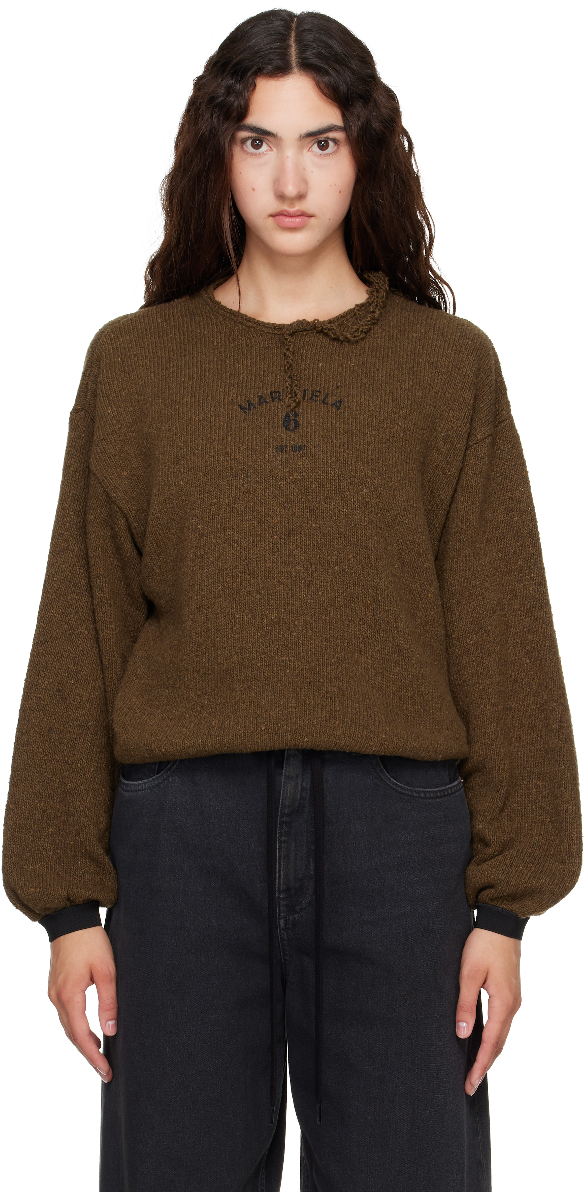MM6 Maison Margiela: Khaki Knit Sweater | SSENSE