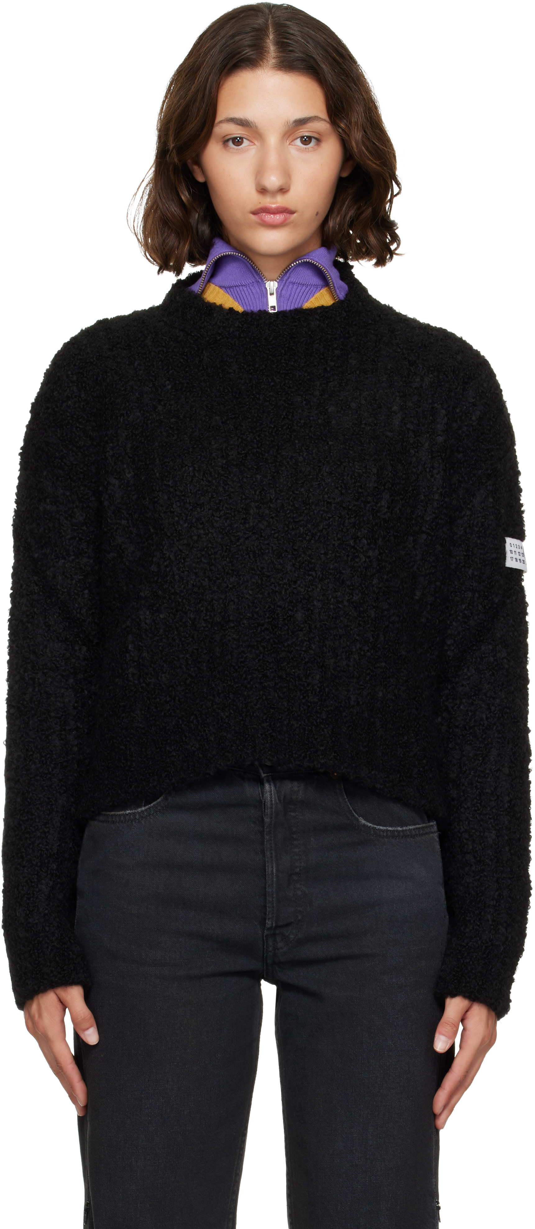 MM6 Maison Margiela: Black Bouclé Sweater | SSENSE