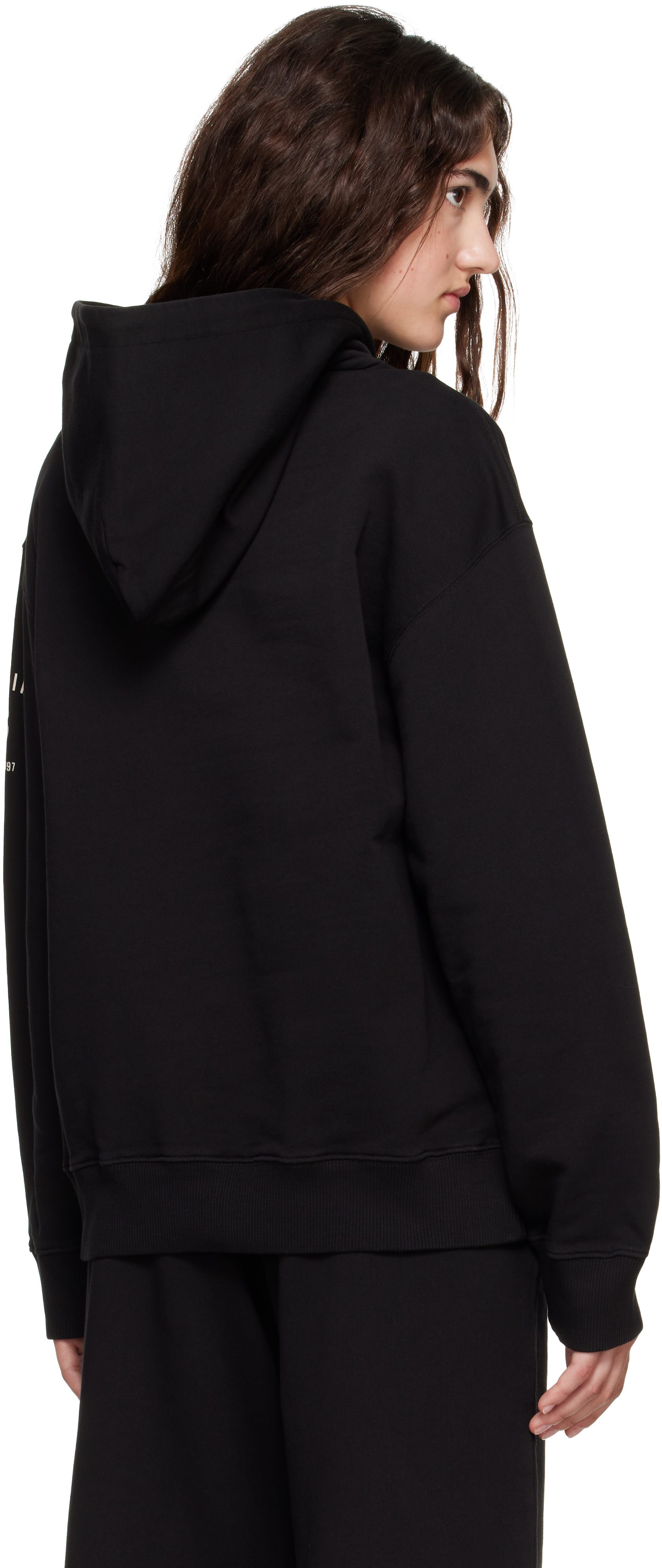 MM6 Maison Margiela - Pull à capuche noir à imprimé Mannequin
