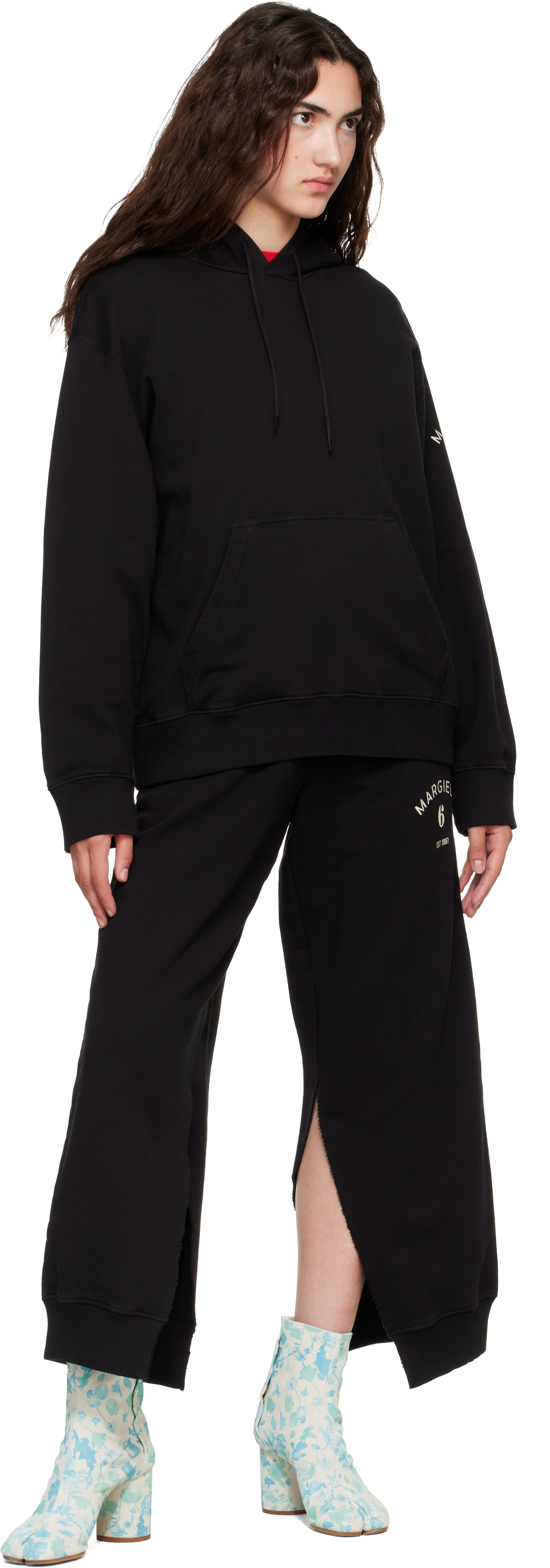 MM6 Maison Margiela - Pull à capuche noir à imprimé Mannequin