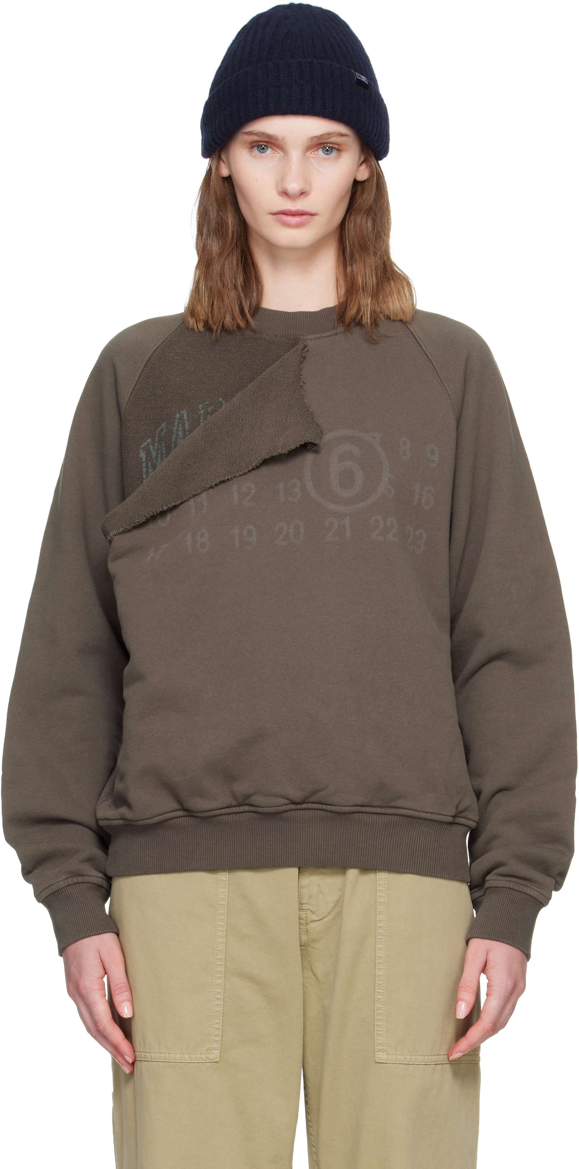 MM6 Maison Margiela: Brown Double Layer Sweatshirt | SSENSE