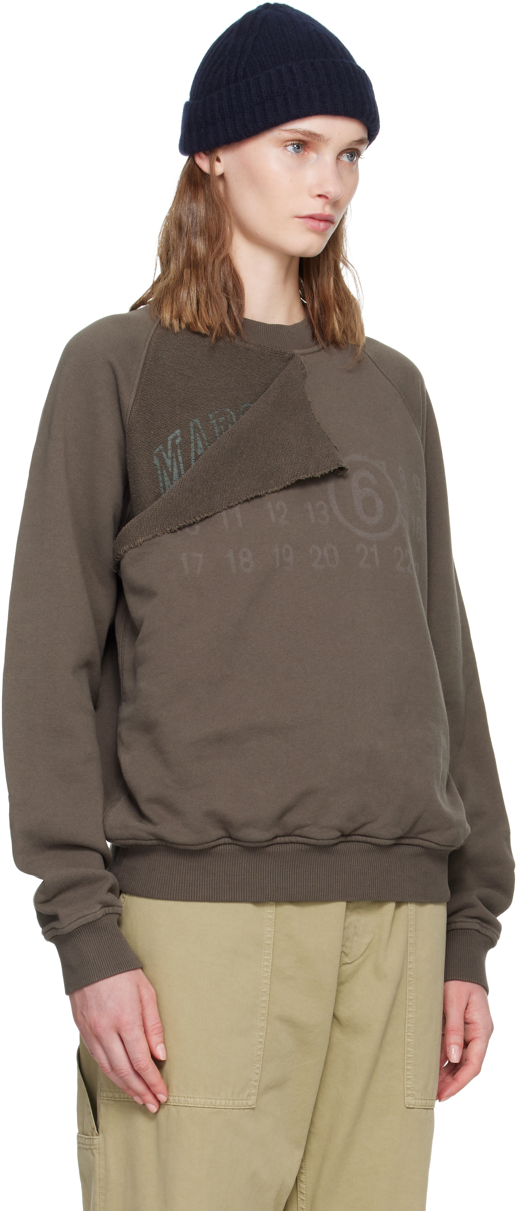 MM6 Maison Margiela - Pull molletonné étagé brun