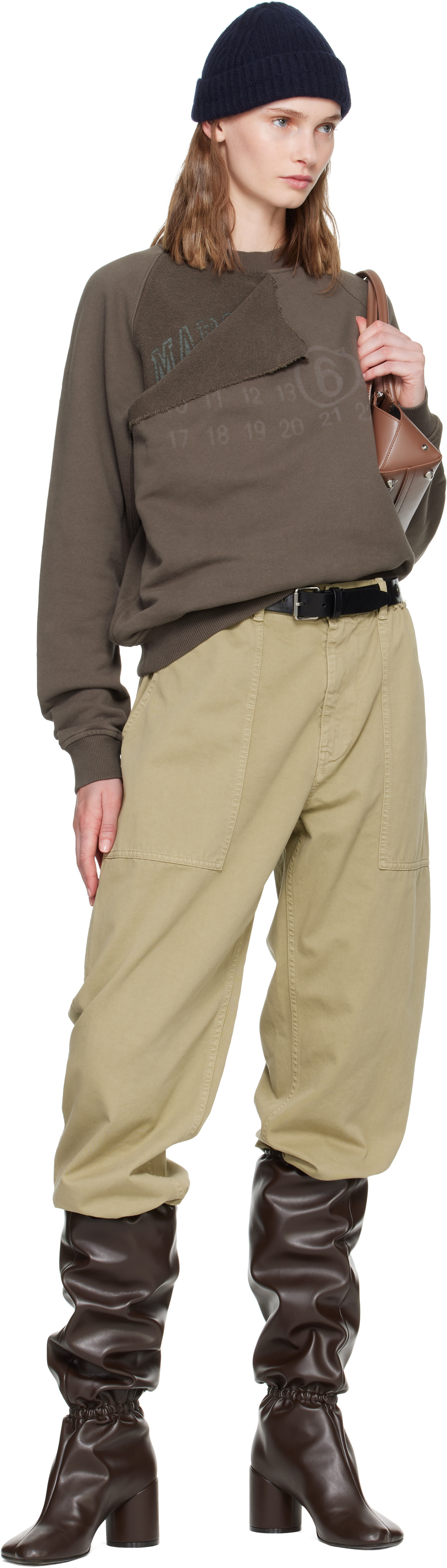 MM6 Maison Margiela - Pull molletonné étagé brun