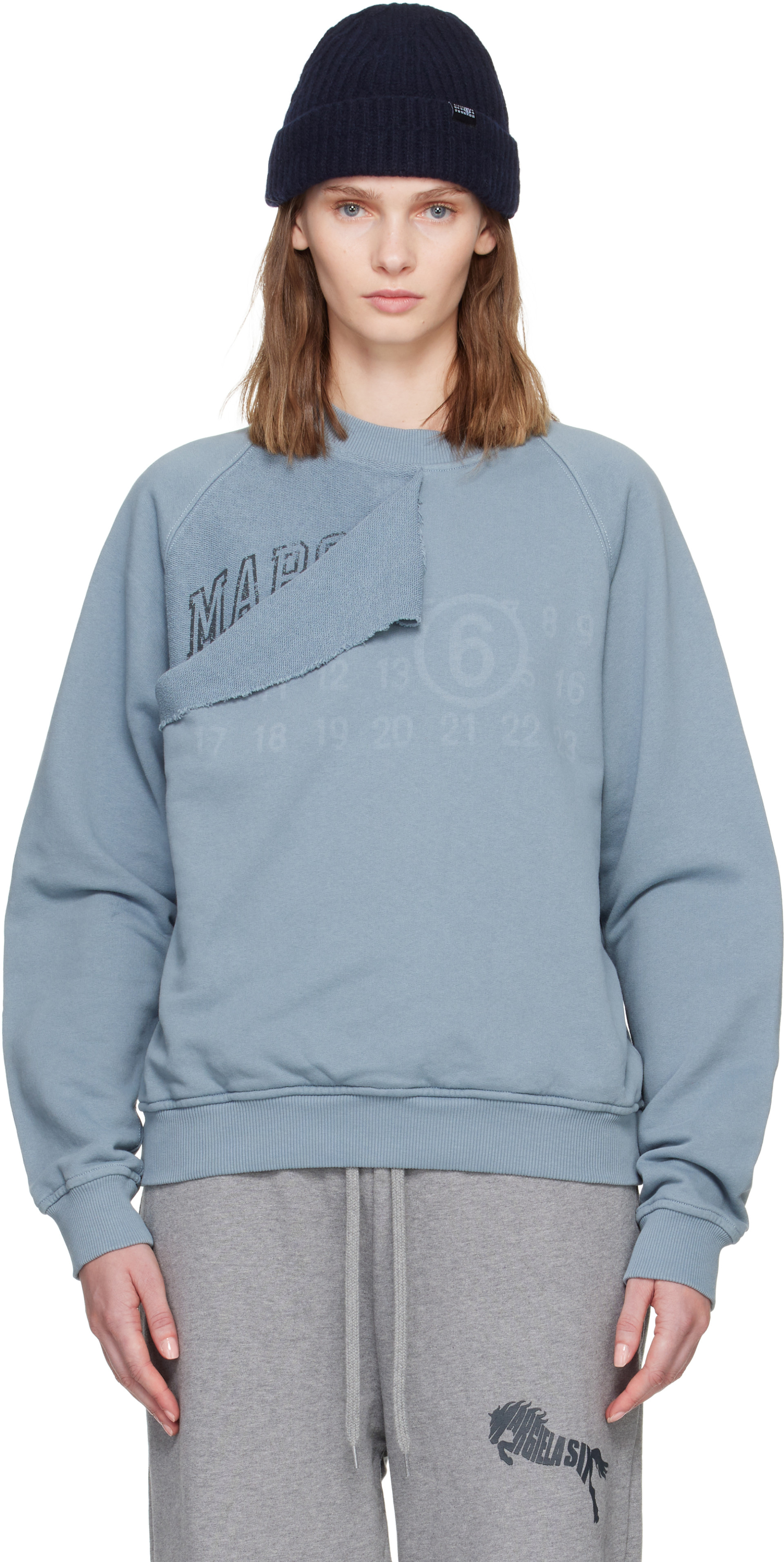 MM6 Maison Margiela - Pull molletonné étagé bleu