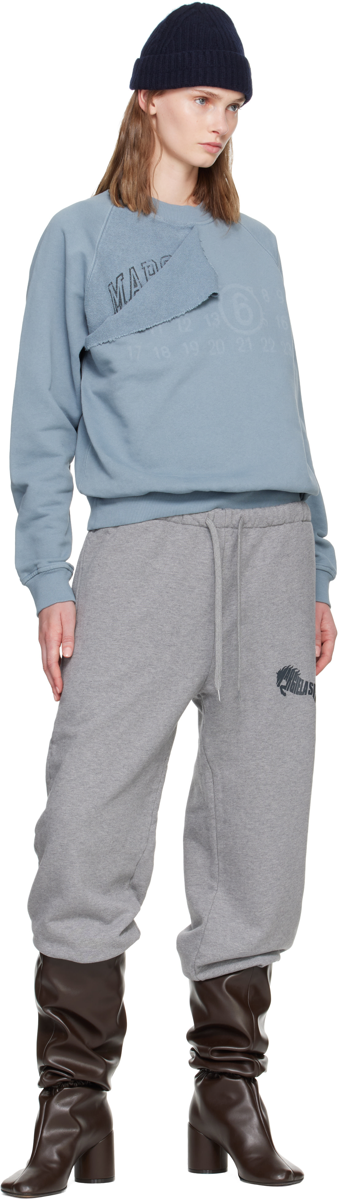 MM6 Maison Margiela - Pull molletonné étagé bleu