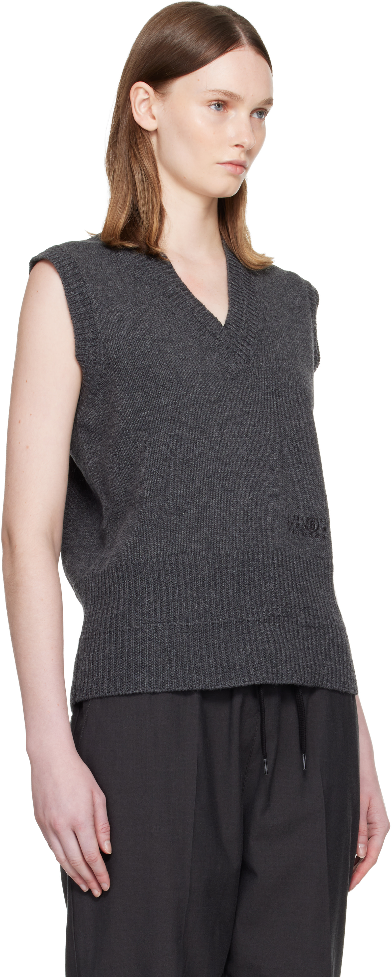 MM6 Maison Margiela: Gray Merino Wool Knitted Vest | SSENSE
