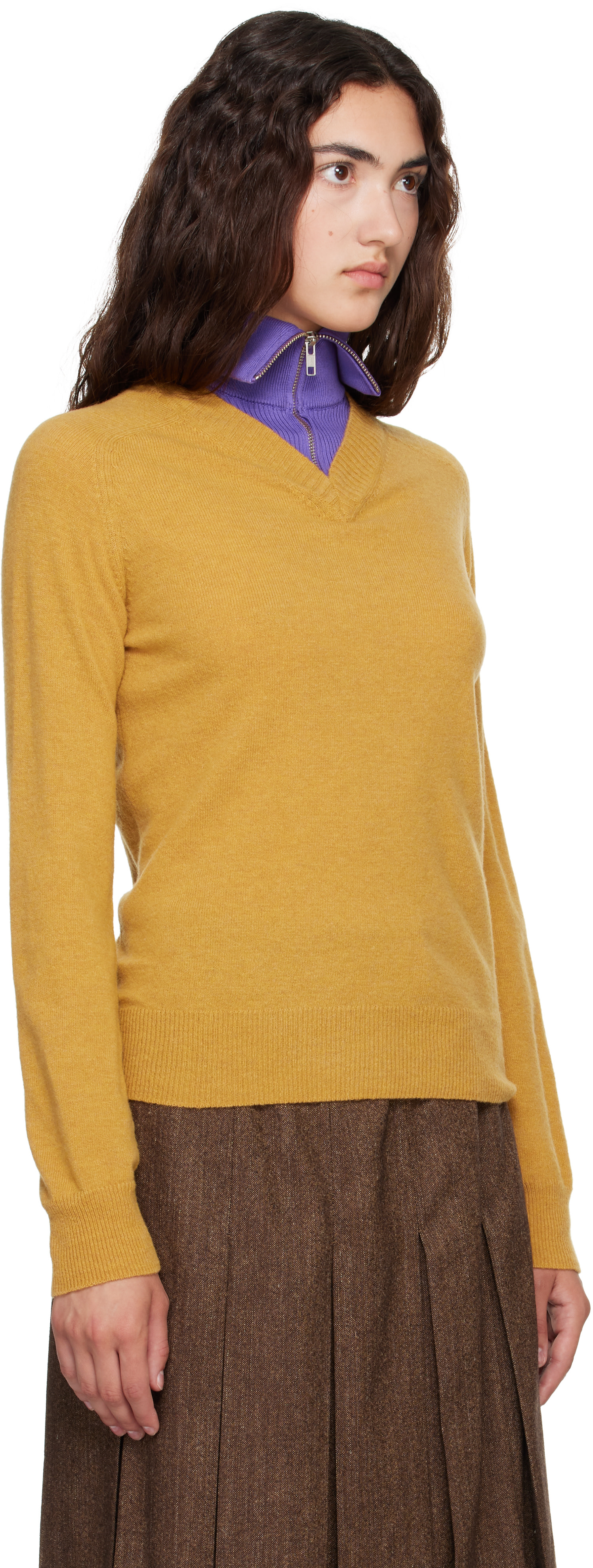 MM6 Maison Margiela - Pull étagé jaune à col étagé