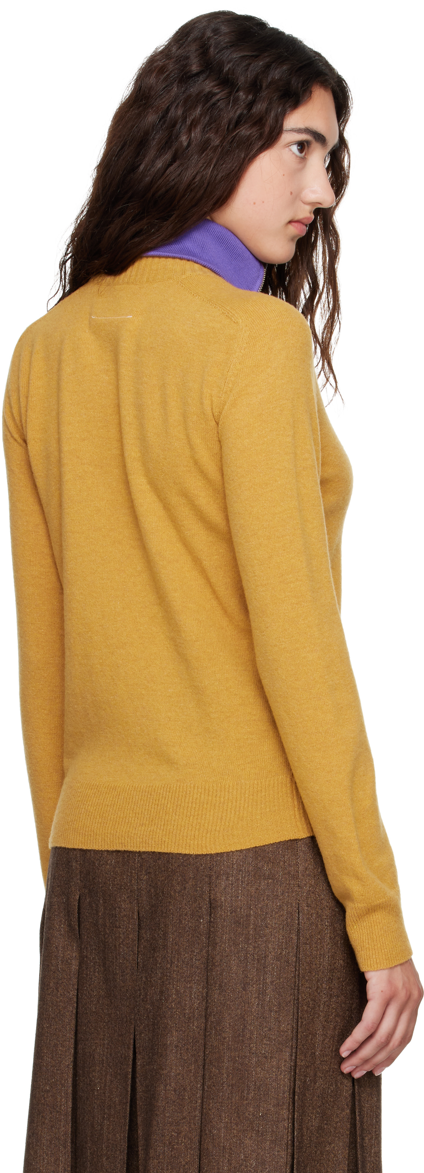 MM6 Maison Margiela - Pull étagé jaune à col étagé