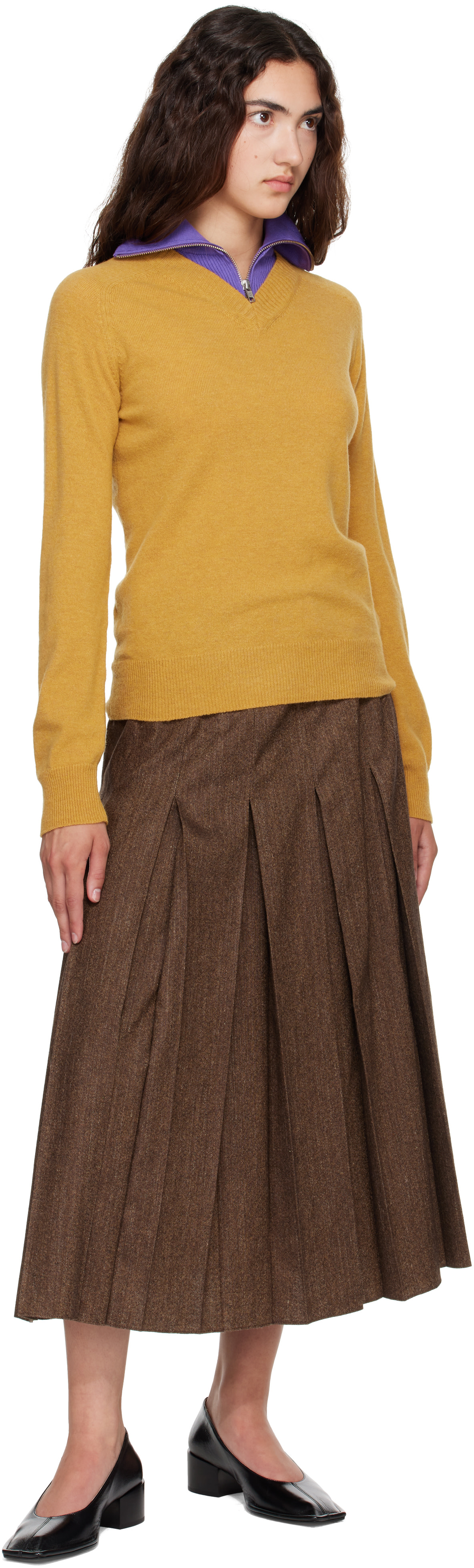 MM6 Maison Margiela: Yellow Layered Neckline Sweater | SSENSE