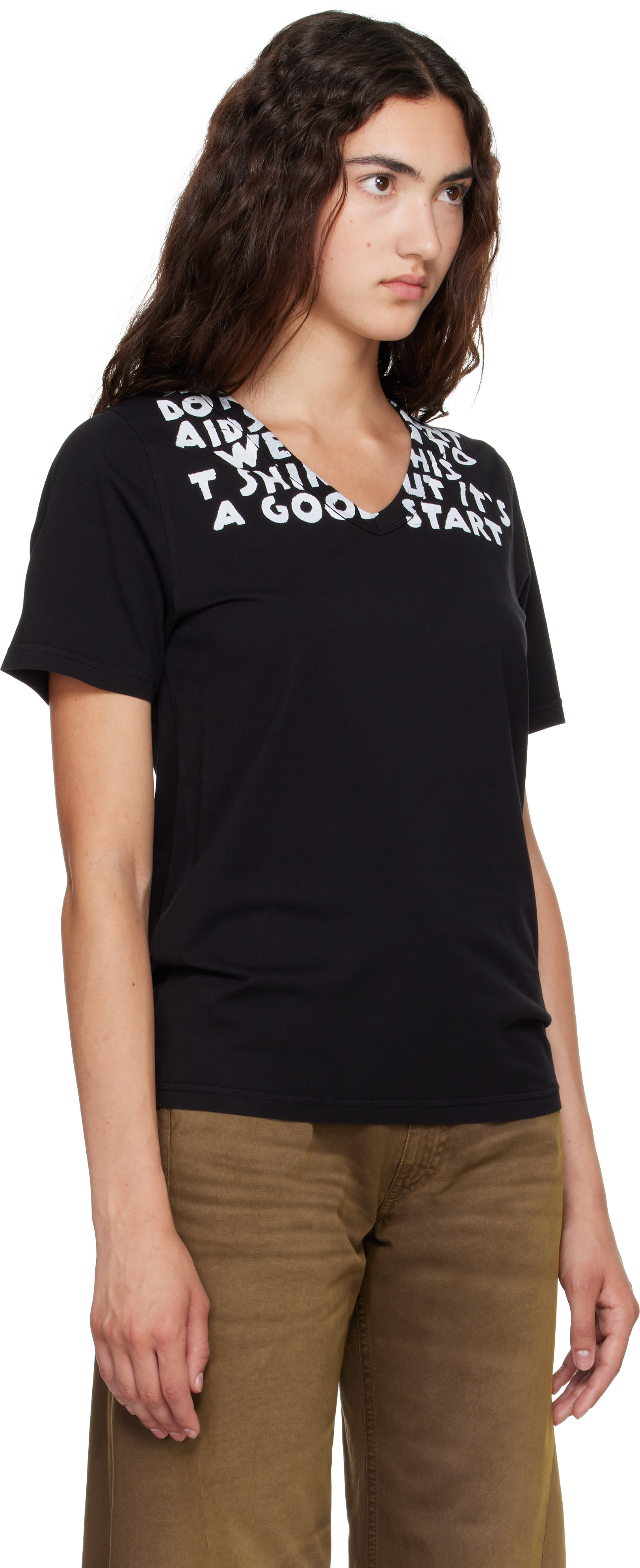 MM6 Maison Margiela: Black SIDA Print T-shirt | SSENSE