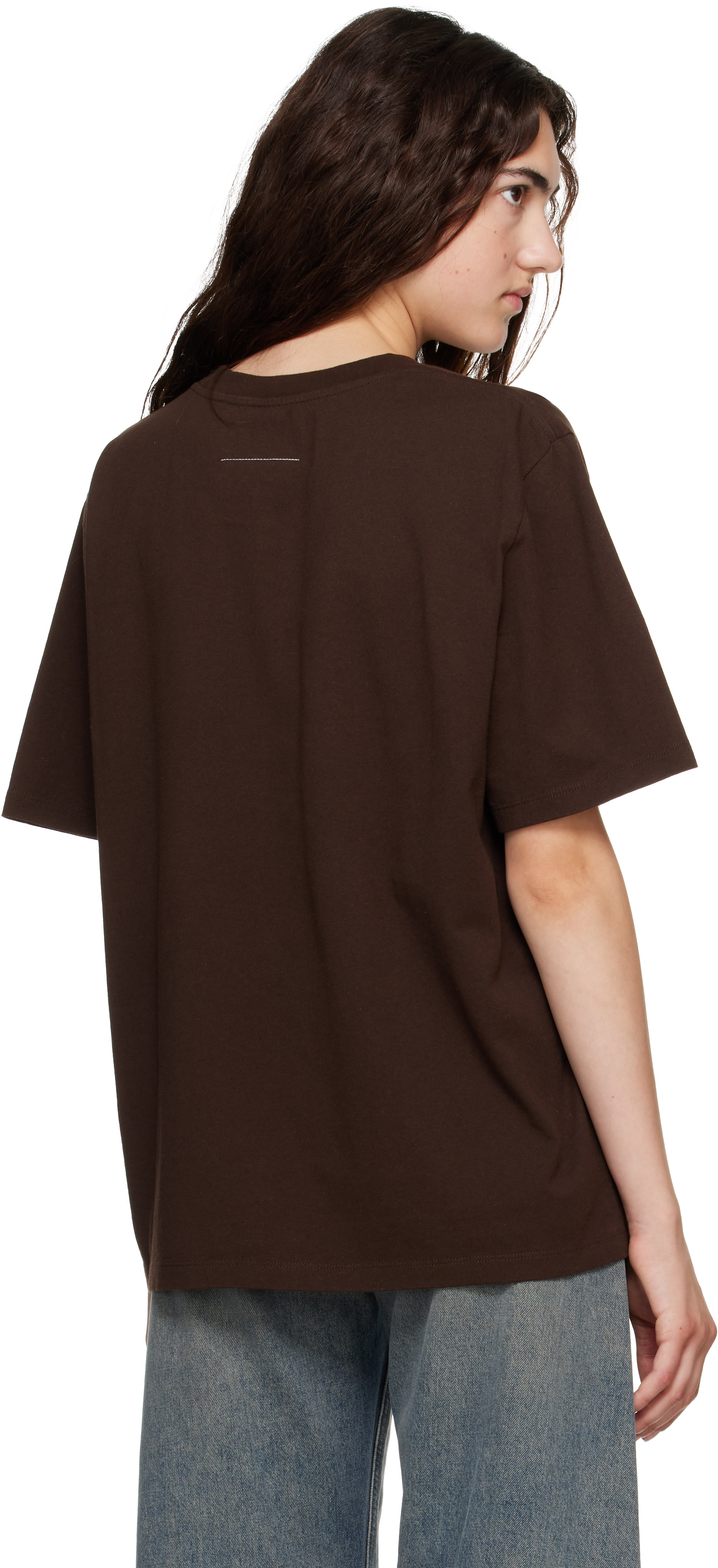 MM6 Maison Margiela: Brown Printed T-shirt | SSENSE