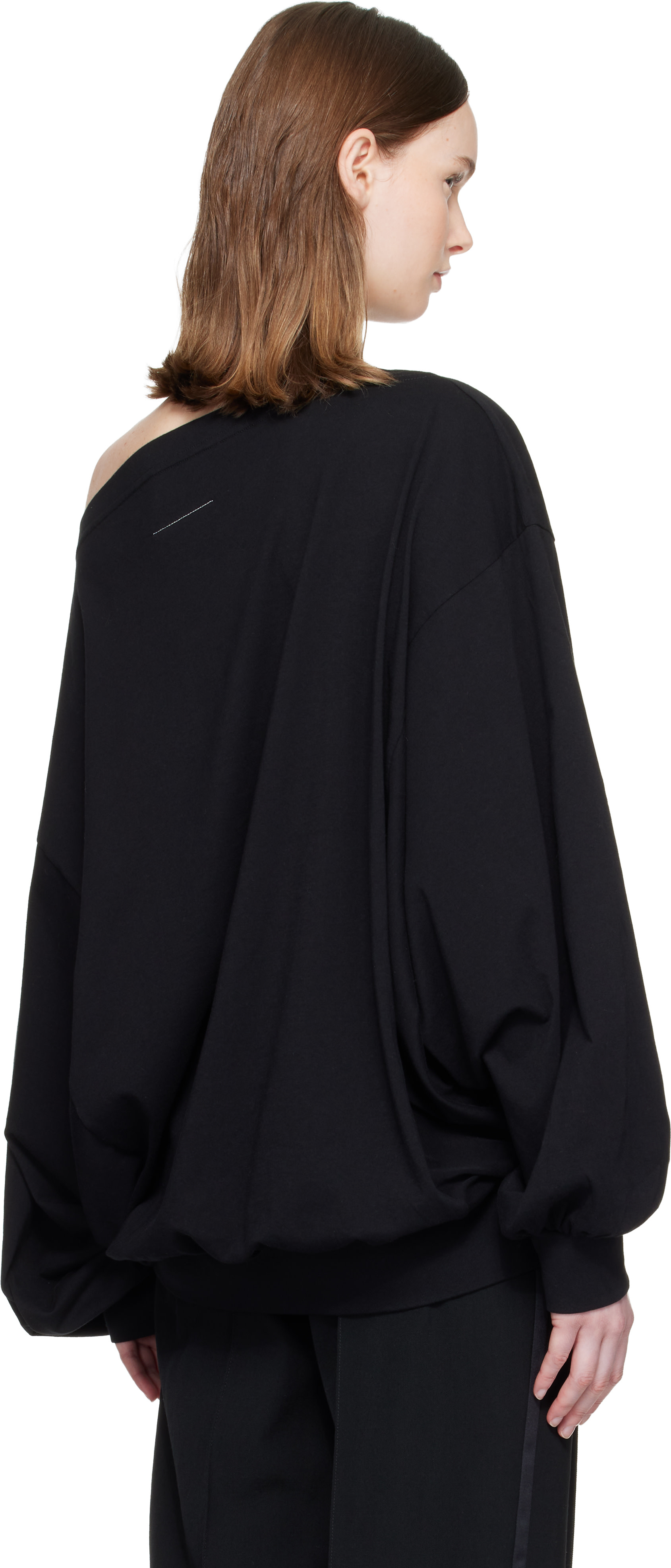 美品✨MM6 Maison Margiela アシンメトリーデザイントップス M MM6 Maison Margiela: Black Long-Sleeved Asymmetric Top | SSENSE
