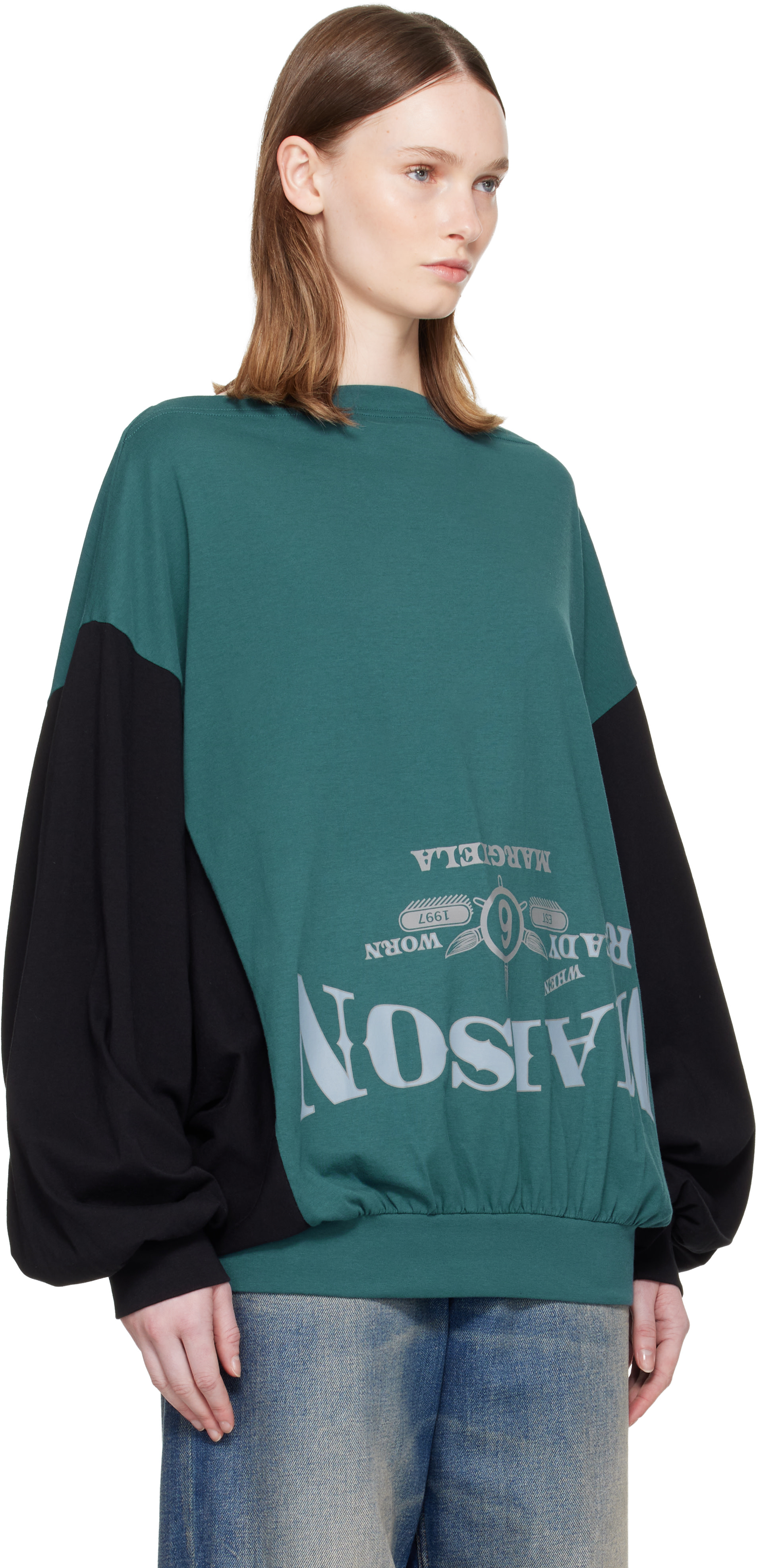 MM6 Maison Margiela: Blue & Black Upside Down Top | SSENSE
