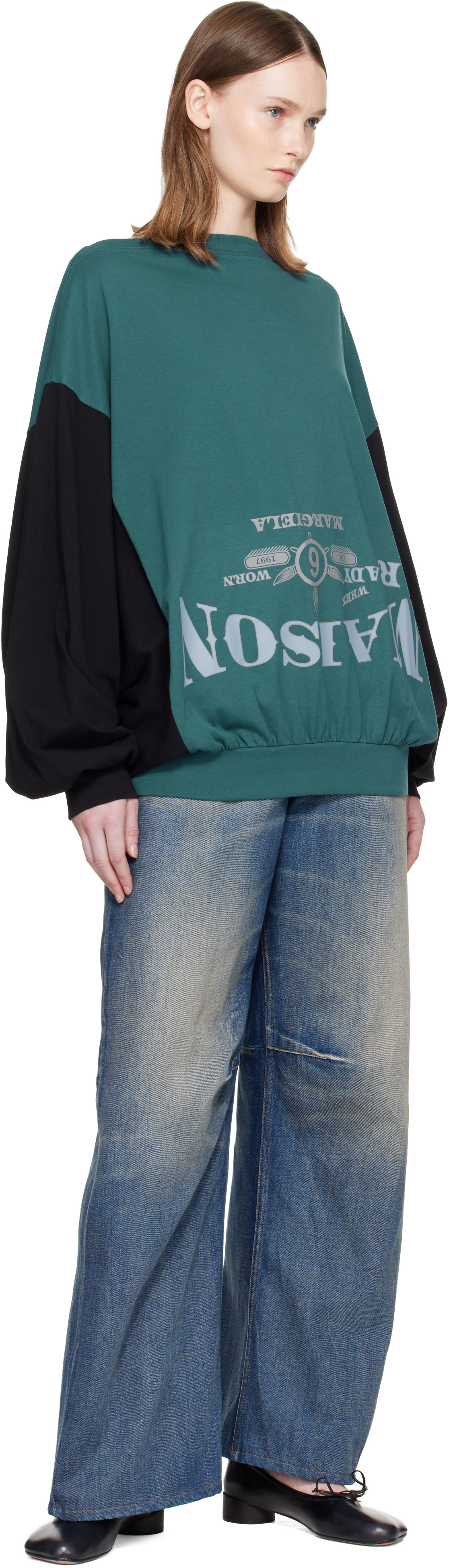 MM6 Maison Margiela: Blue & Black Upside Down Top | SSENSE
