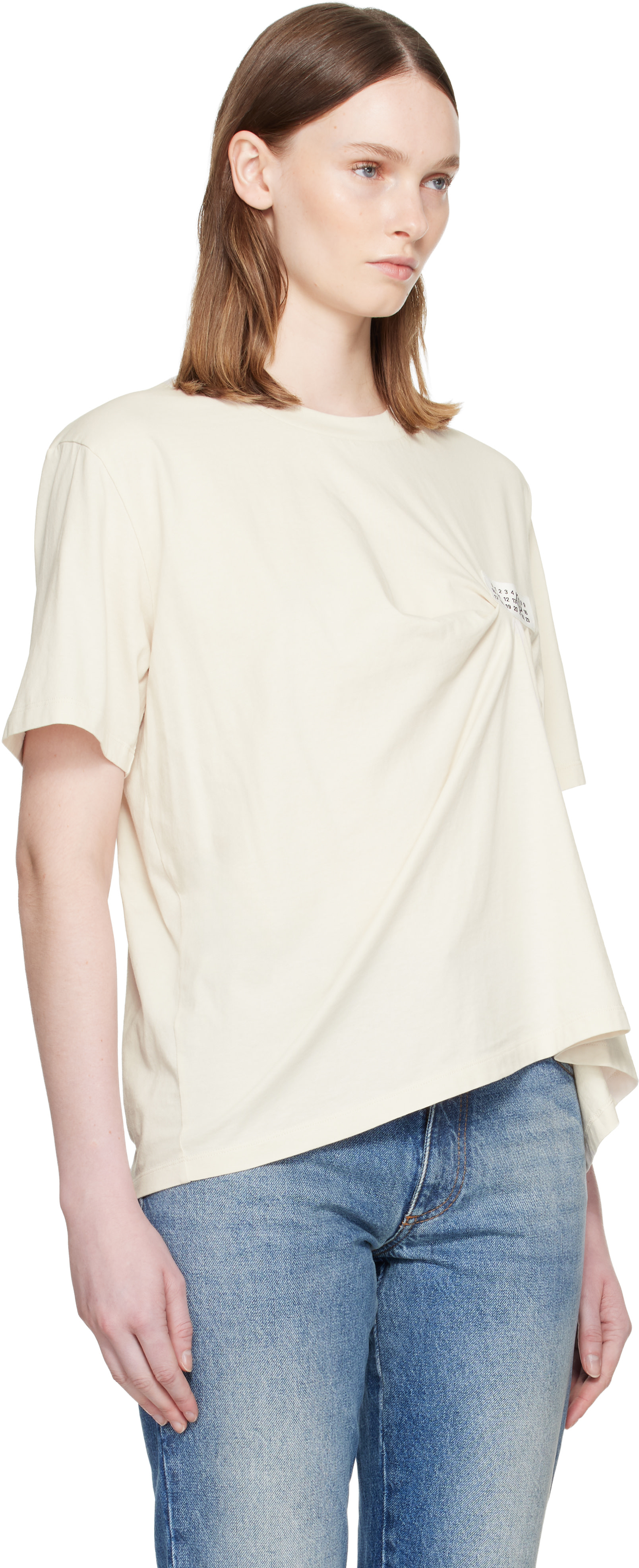 Maison Margiela Tシャツ ベージュ MM6 Maison Margiela: ベージュ パッチ Tシャツ | SSENSE 日本